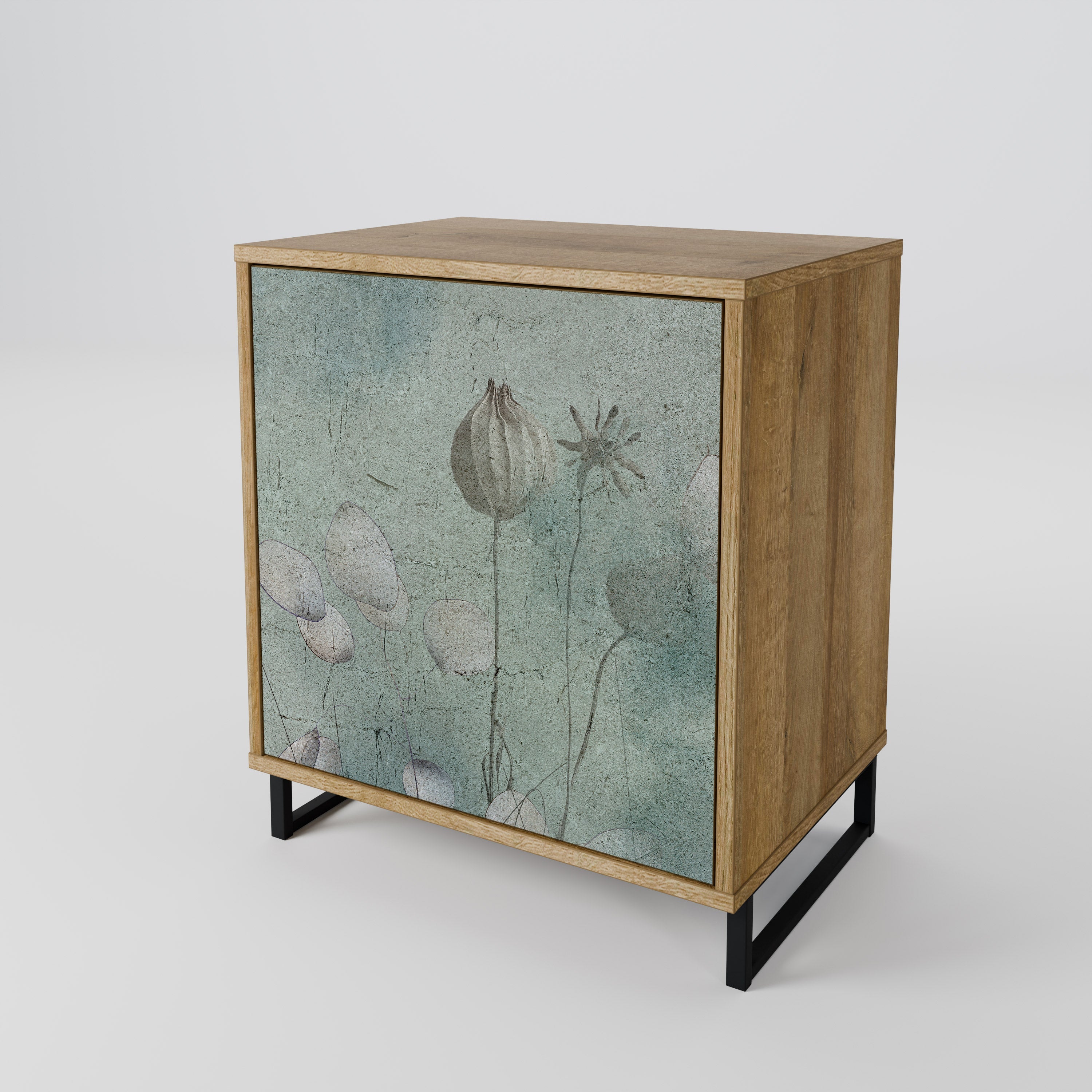 NIGHT LADY Aparador de 1 Porta em Efeito Carvalho