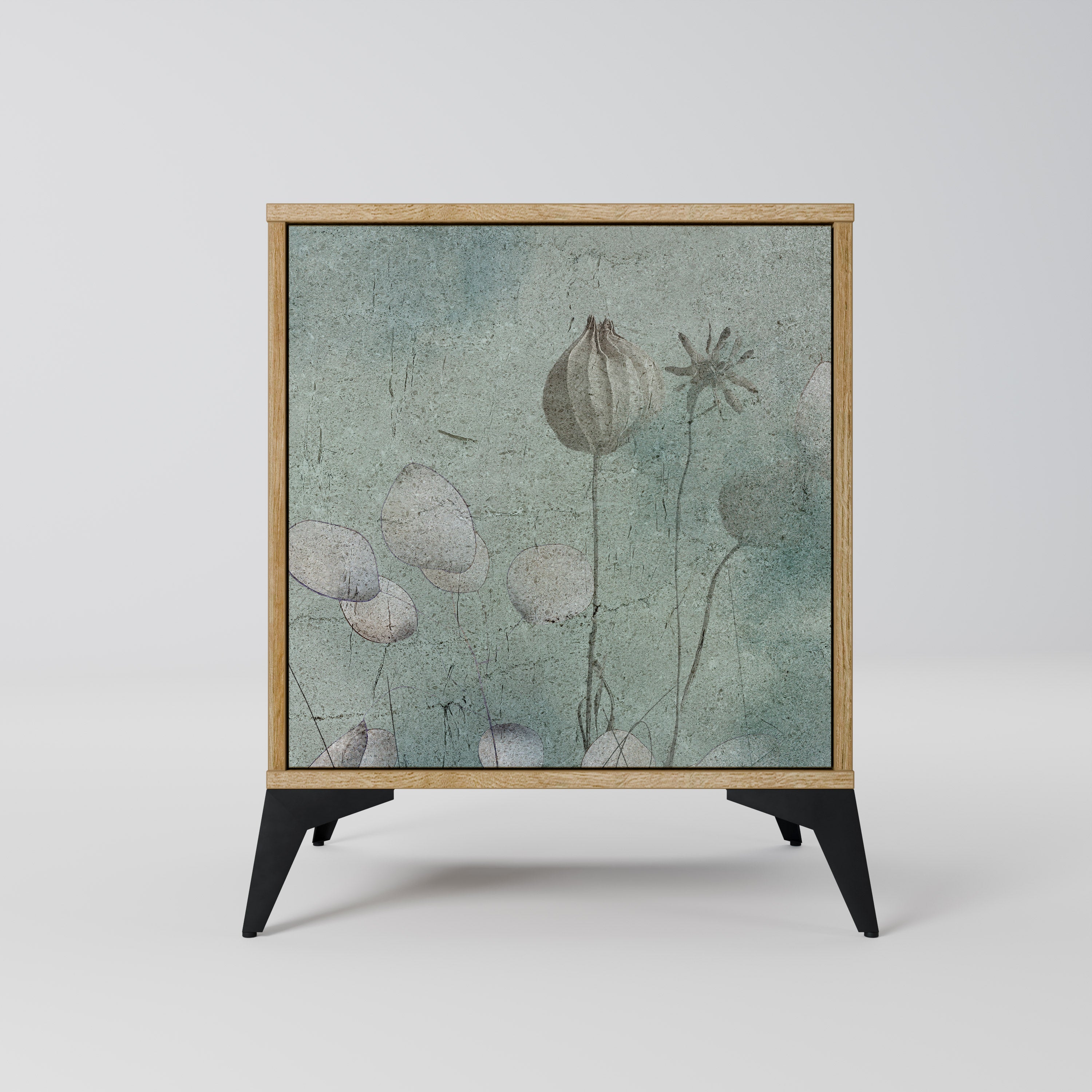 NIGHT LADY Aparador de 1 Porta em Efeito Carvalho