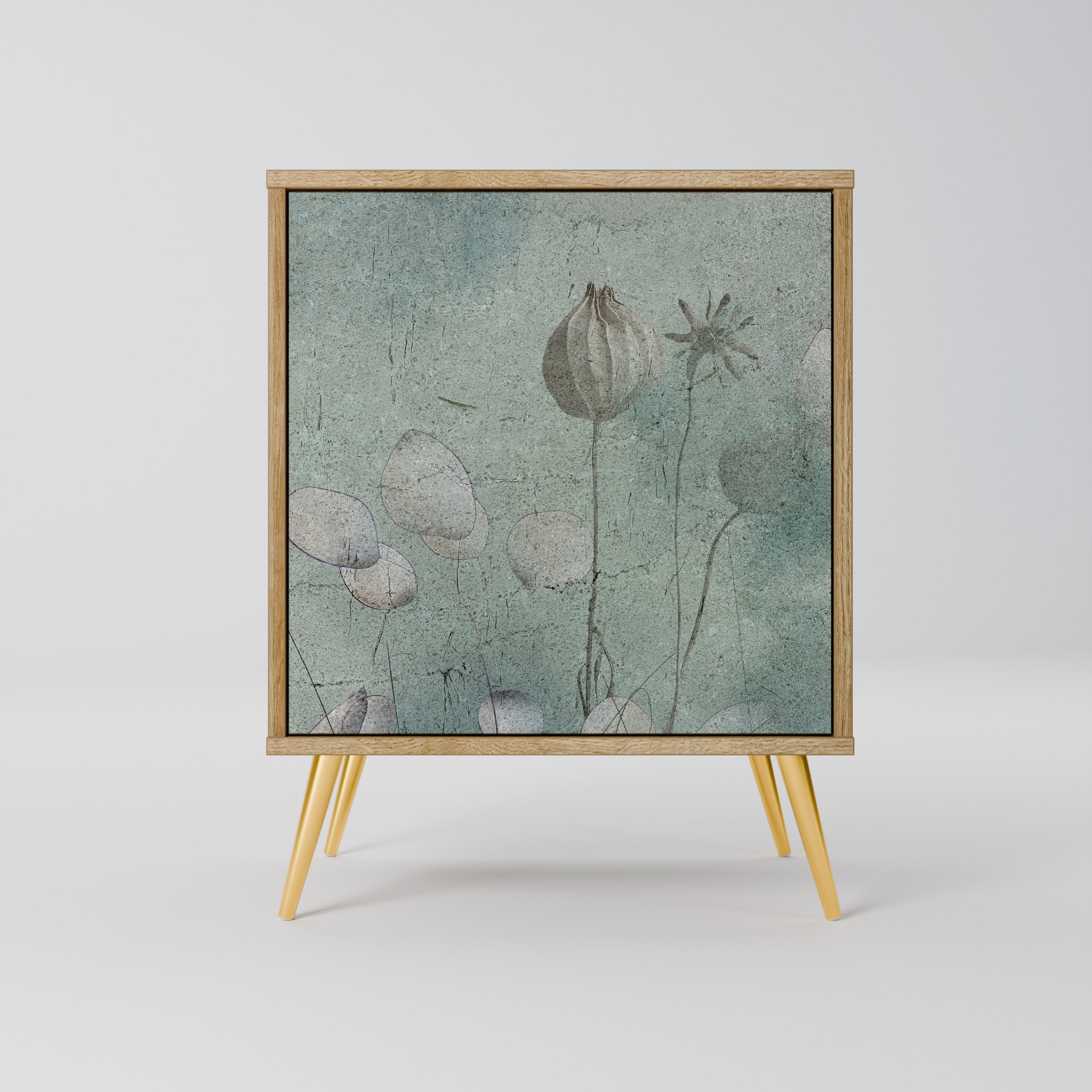 NIGHT LADY Aparador de 1 Porta em Efeito Carvalho