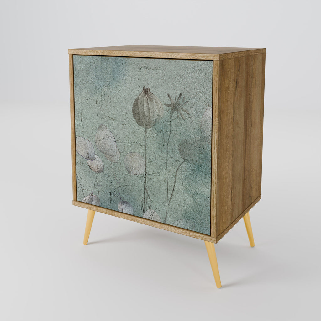 NIGHT LADY Aparador de 1 Porta em Efeito Carvalho