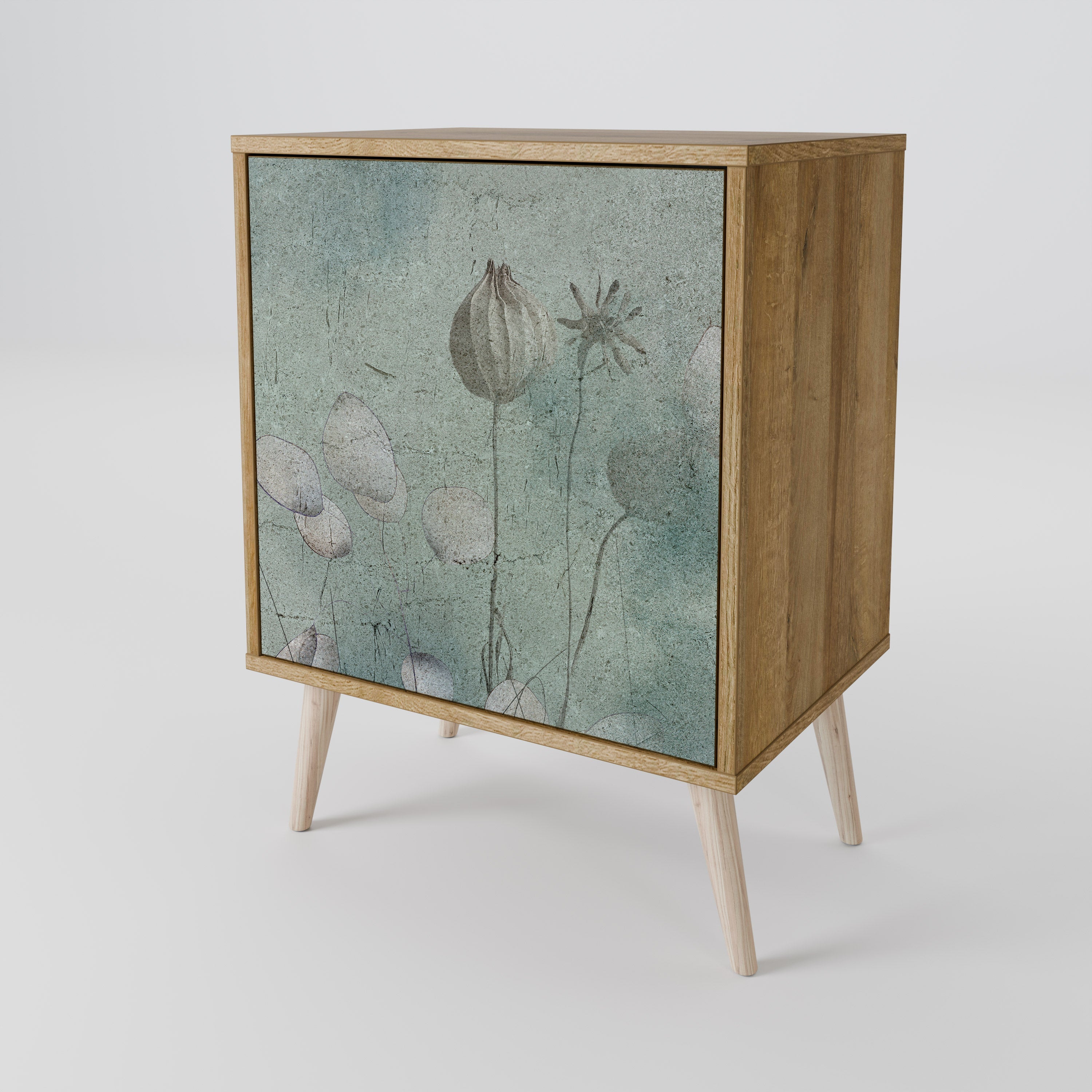 NIGHT LADY Aparador de 1 Porta em Efeito Carvalho