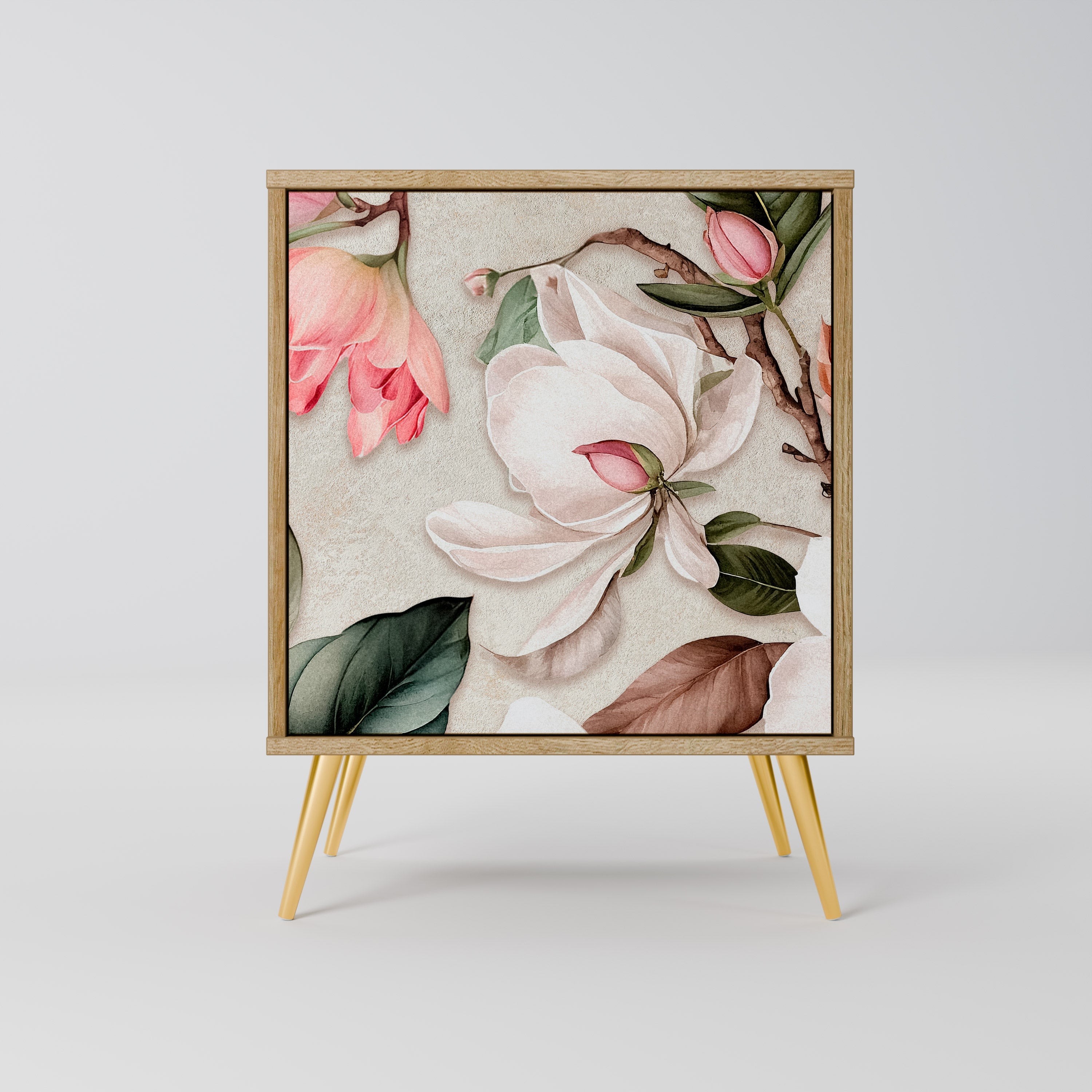 FLORAL GRACE Aparador de 1 Porta em Efeito Carvalho