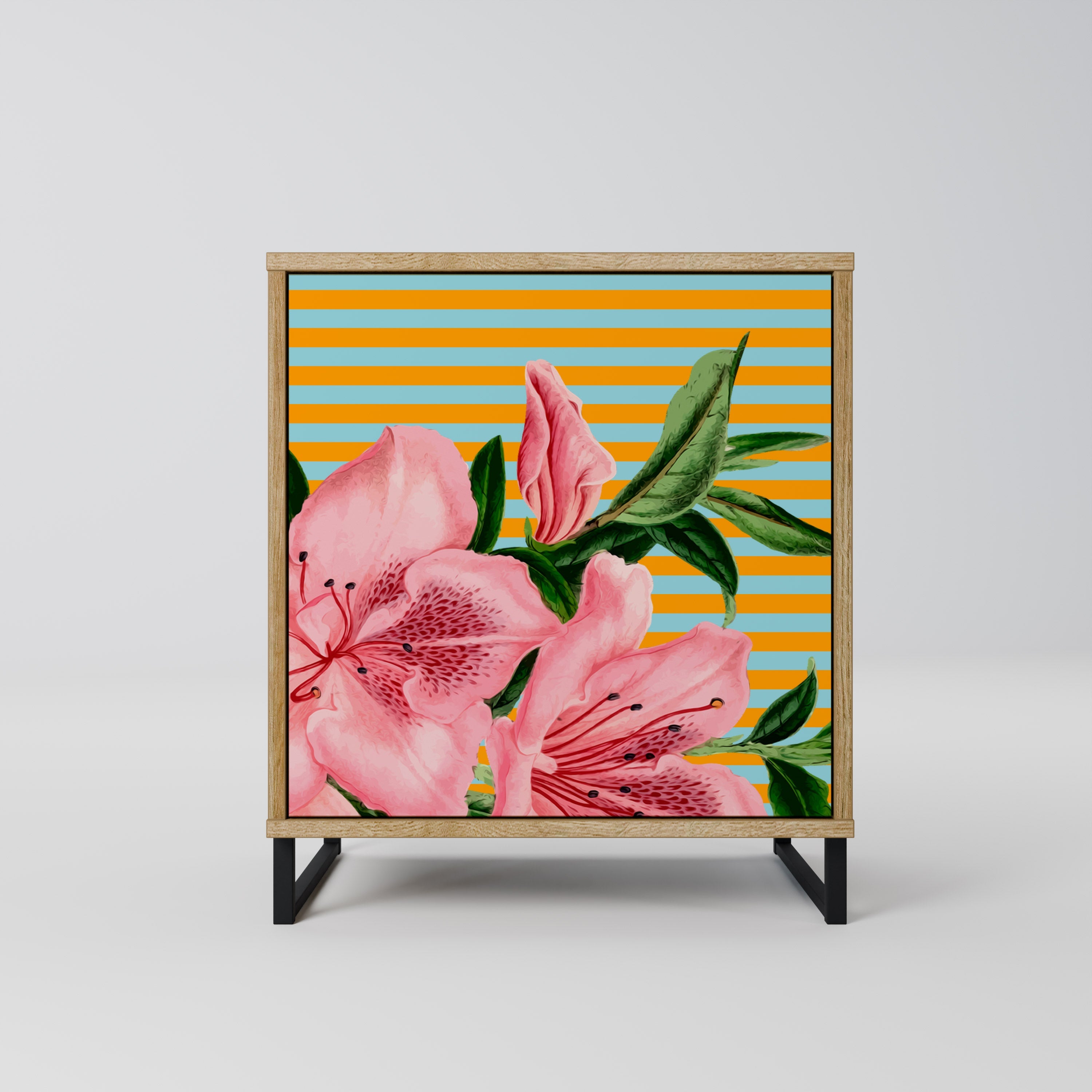 FRAGILE BEAUTY Aparador de 1 Porta em Efeito Carvalho