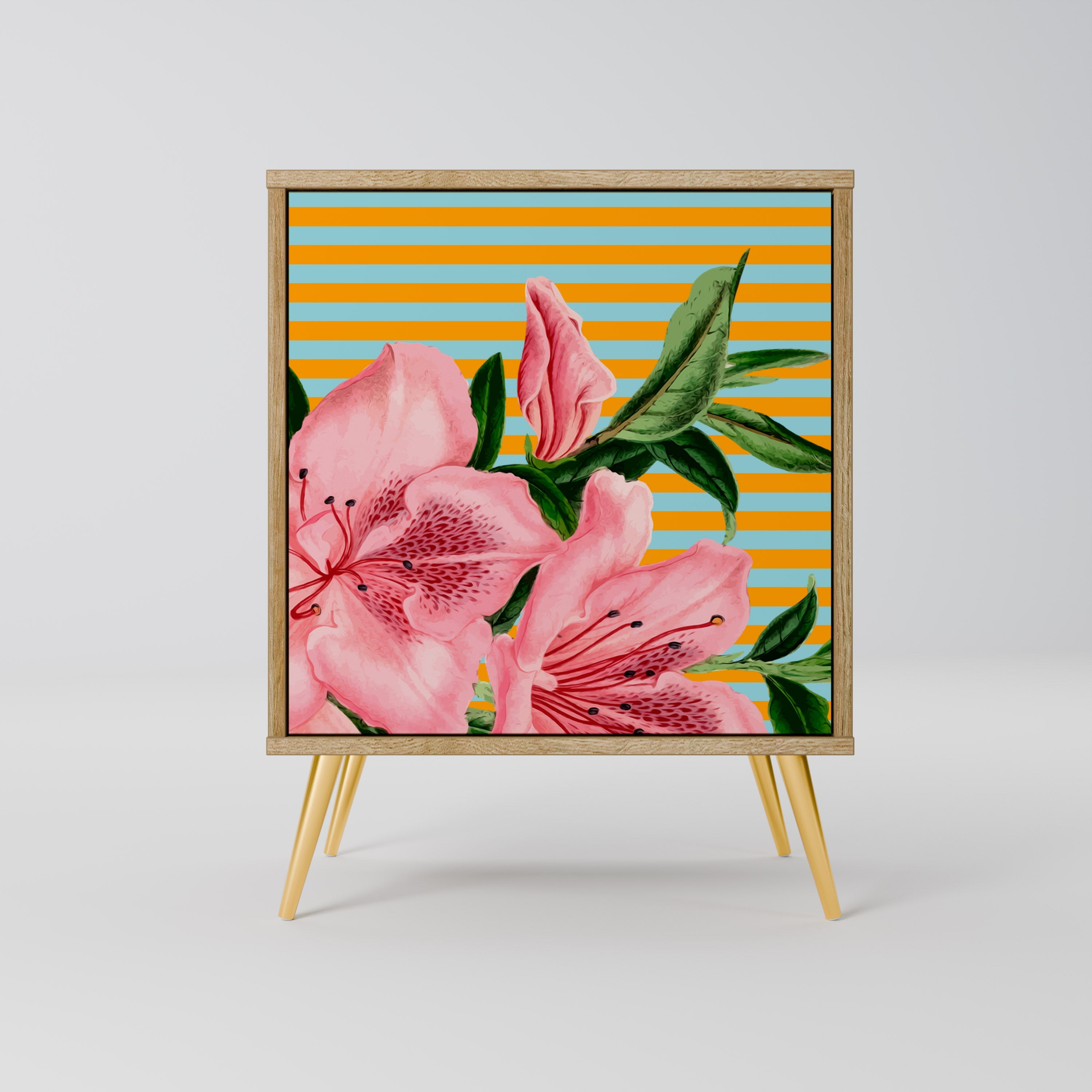 FRAGILE BEAUTY Aparador de 1 Porta em Efeito Carvalho