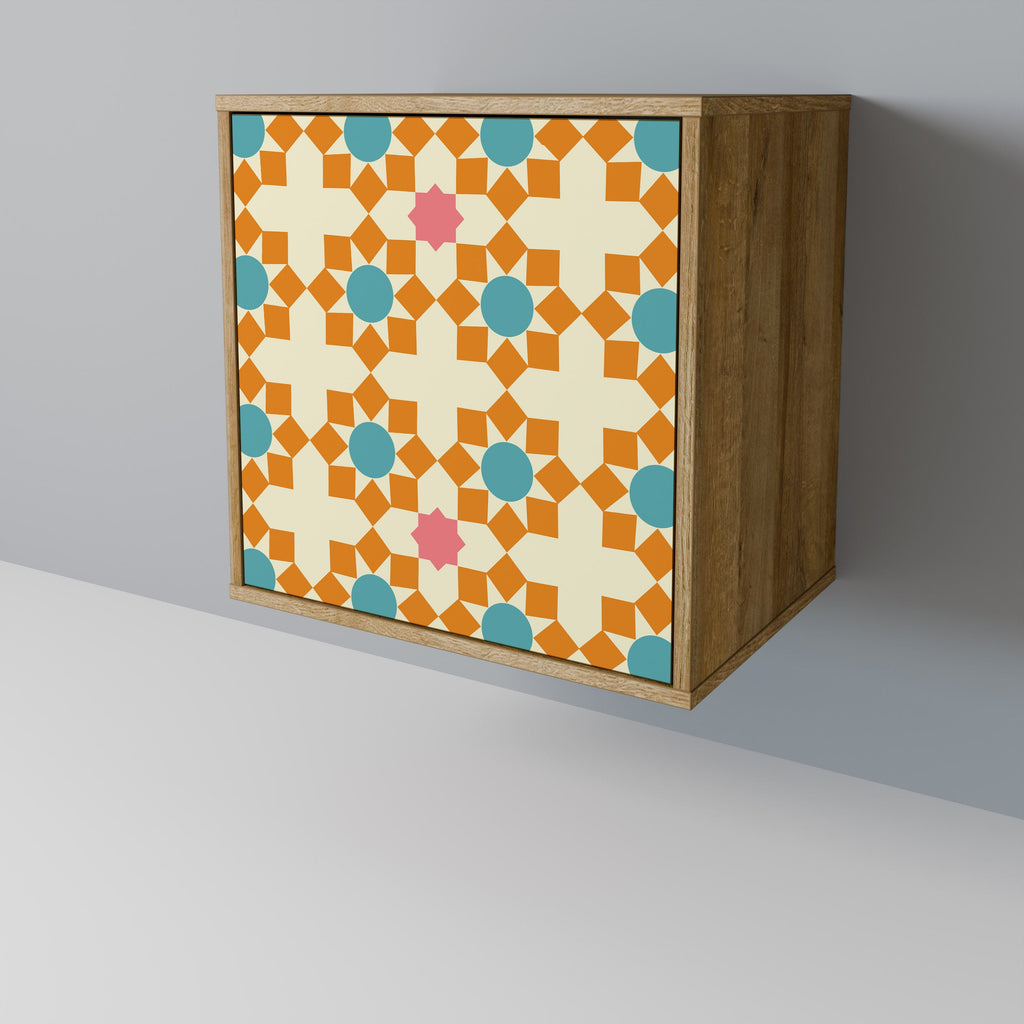 FLORAL DECOR Aparador de 1 Porta em Efeito Carvalho