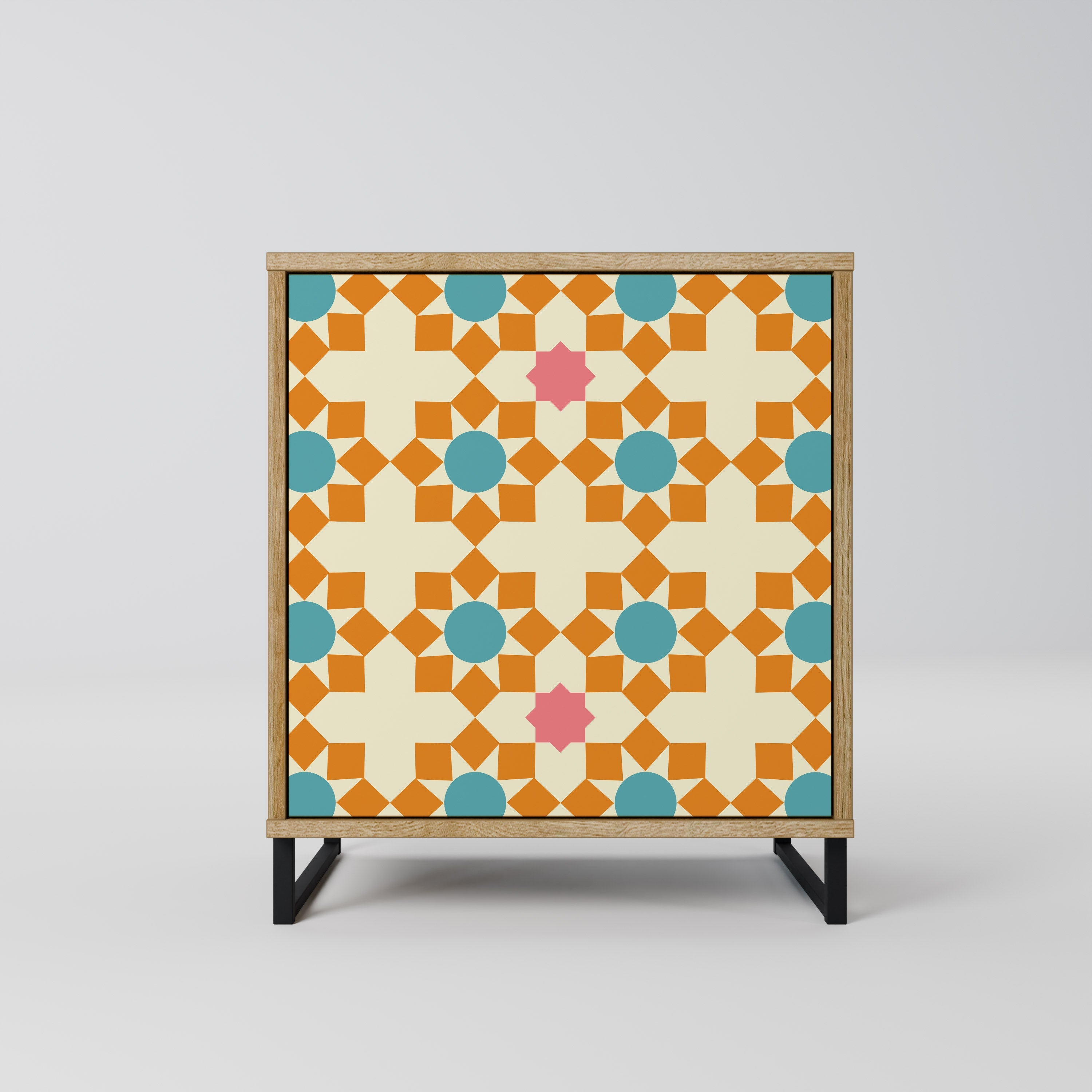 FLORAL DECOR Aparador de 1 Porta em Efeito Carvalho