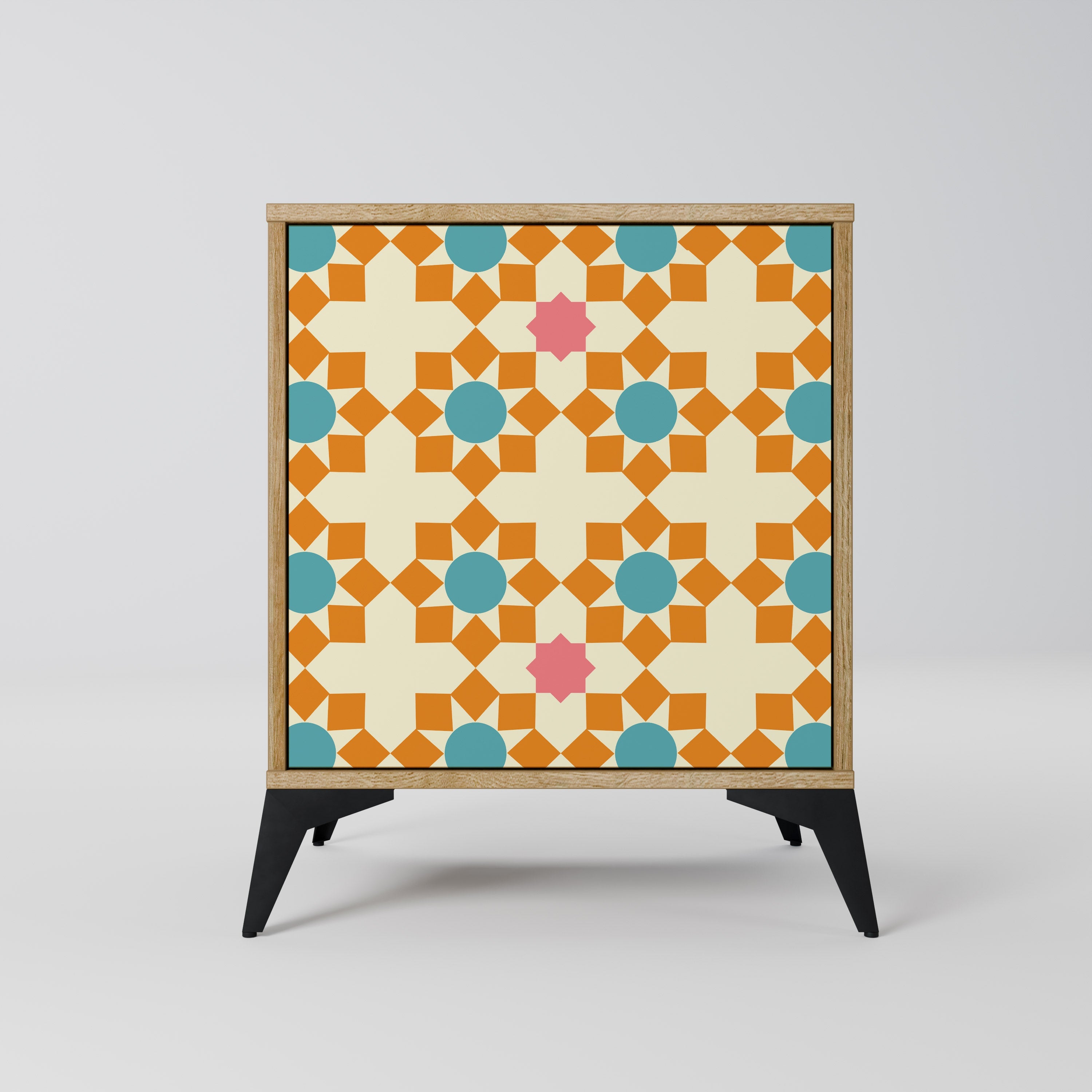 FLORAL DECOR Aparador de 1 Porta em Efeito Carvalho