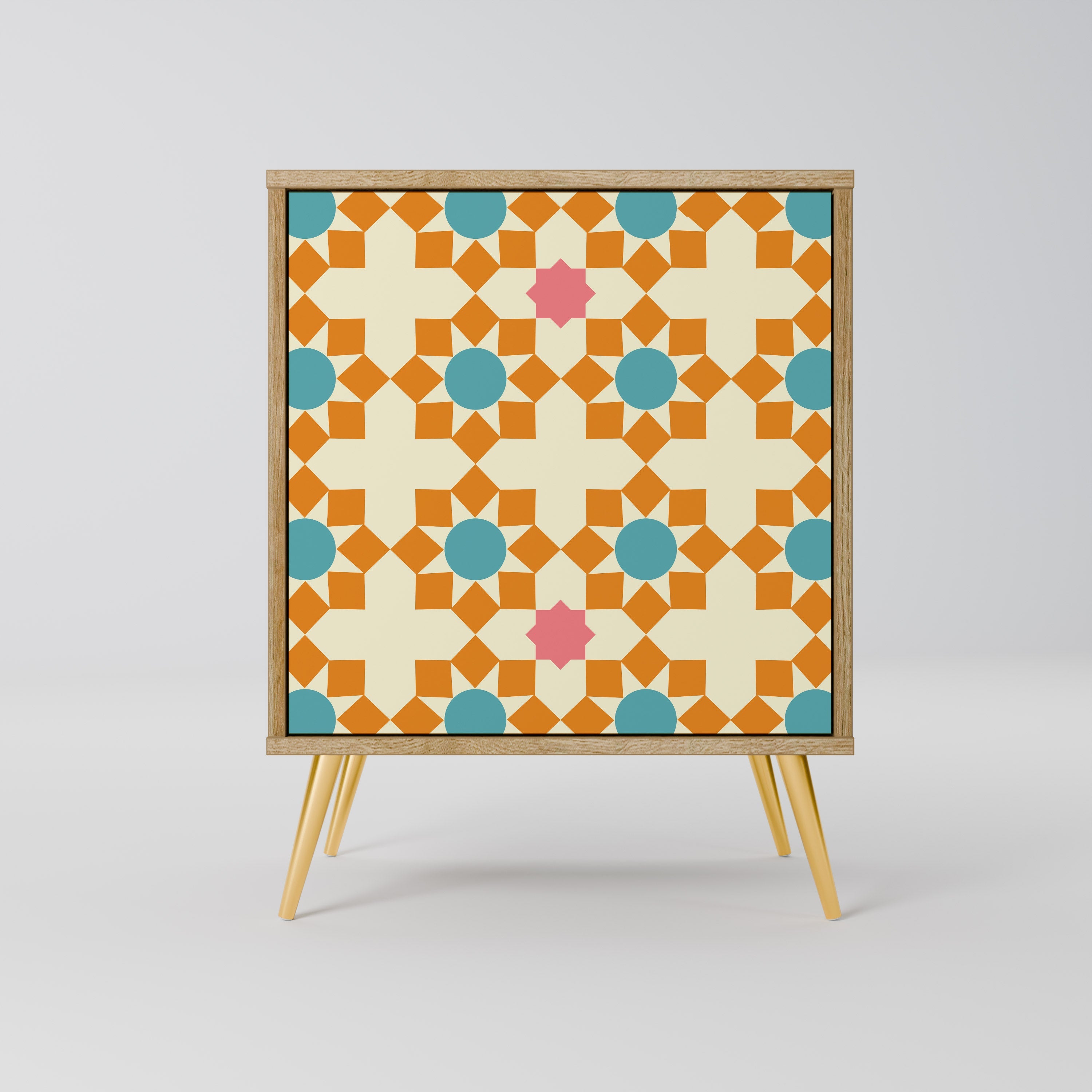 FLORAL DECOR Aparador de 1 Porta em Efeito Carvalho