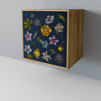 FLOWERS ON NAVY BLUE Aparador de 1 Porta em Efeito Carvalho