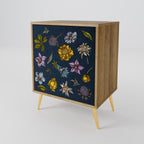 FLOWERS ON NAVY BLUE Aparador de 1 Porta em Efeito Carvalho