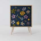 FLOWERS ON NAVY BLUE Aparador de 1 Porta em Efeito Carvalho