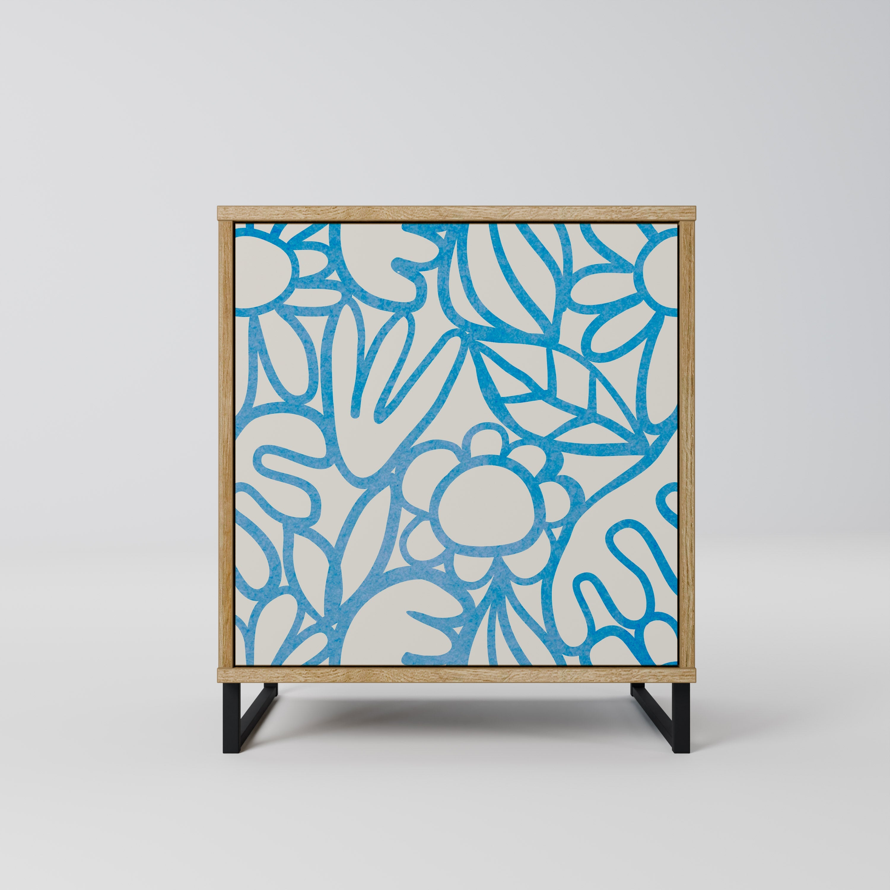 BLOOMY MORNING Aparador de 1 Porta em Efeito Carvalho