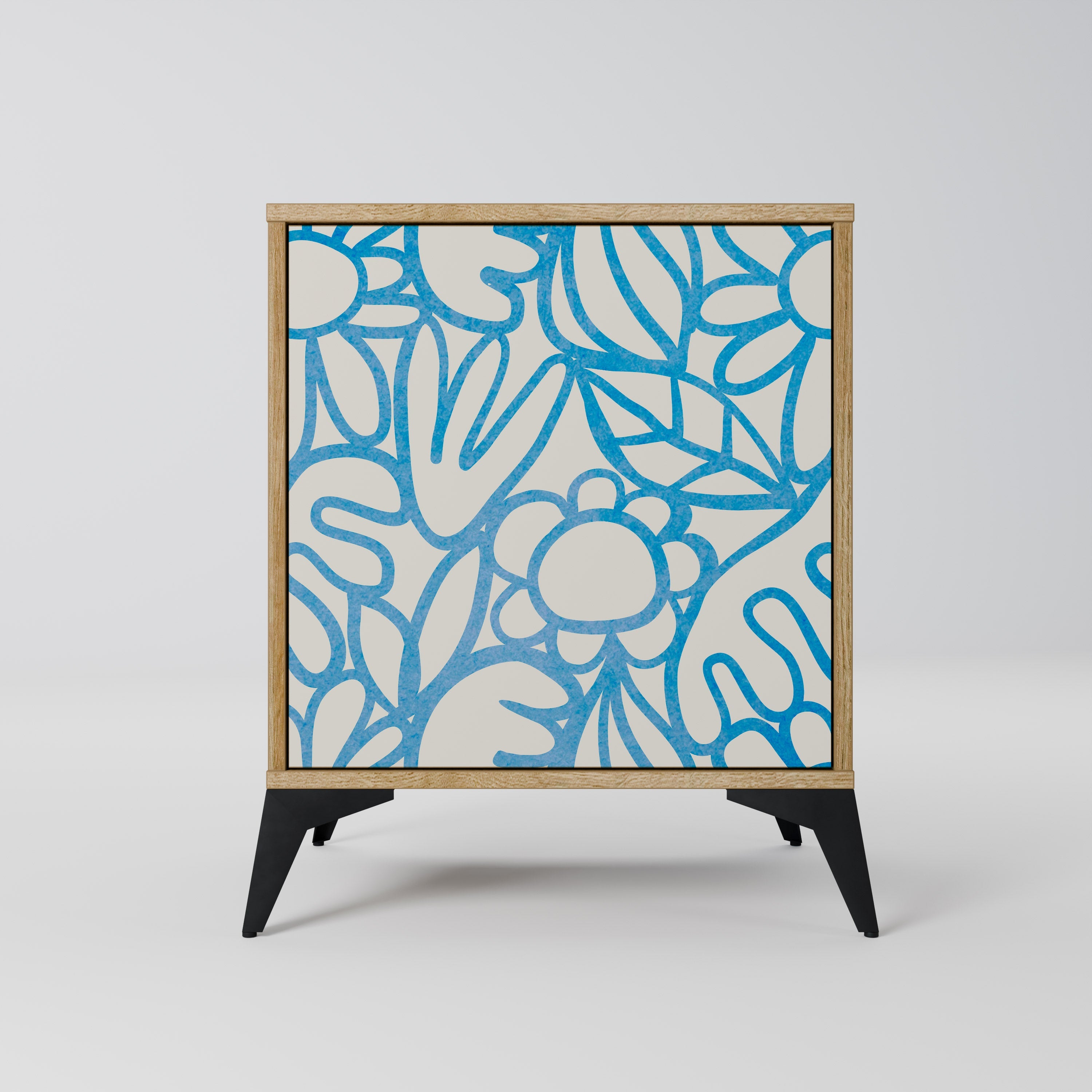 BLOOMY MORNING Aparador de 1 Porta em Efeito Carvalho