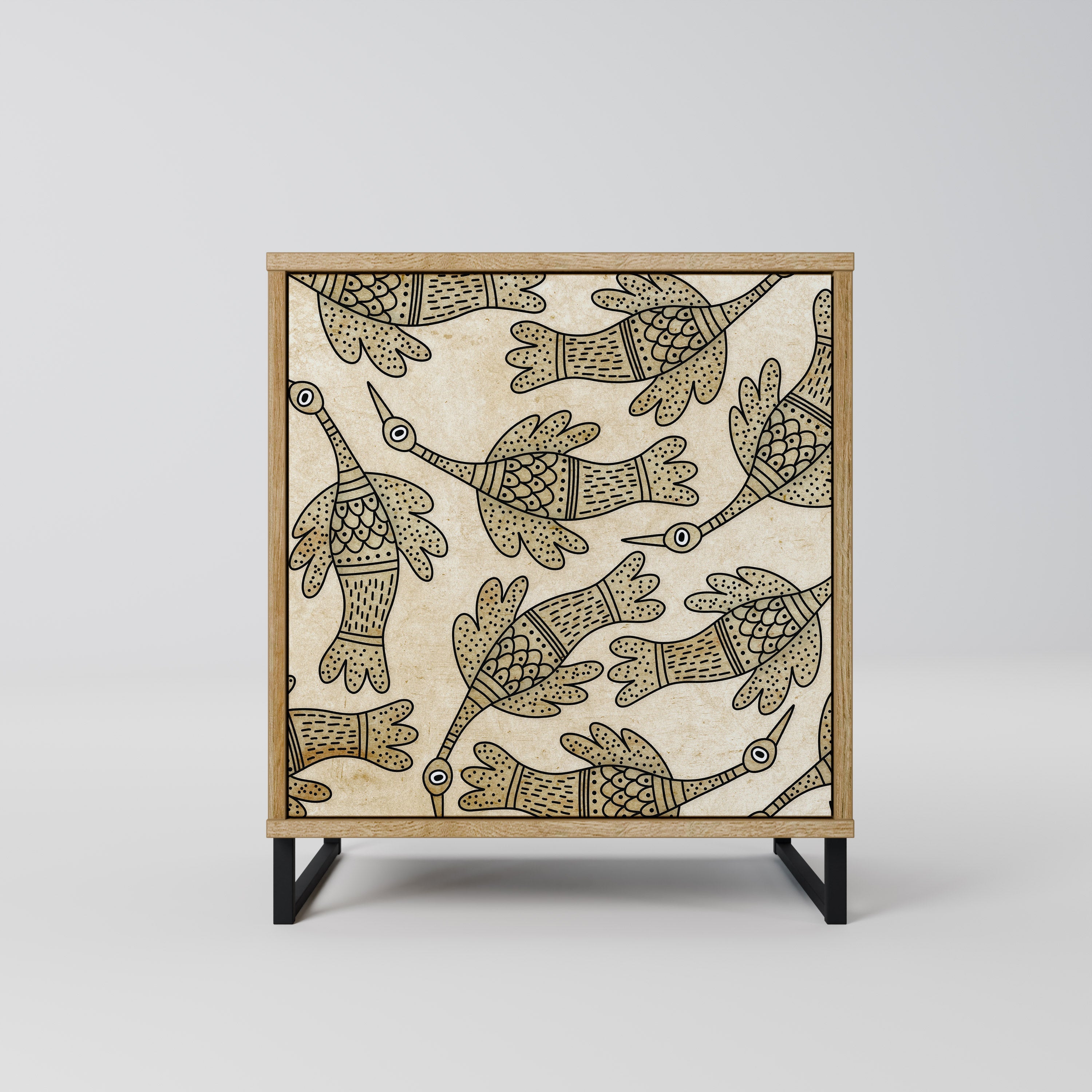 ALMONDINE SONGBIRD Aparador de 1 Porta em Efeito Carvalho