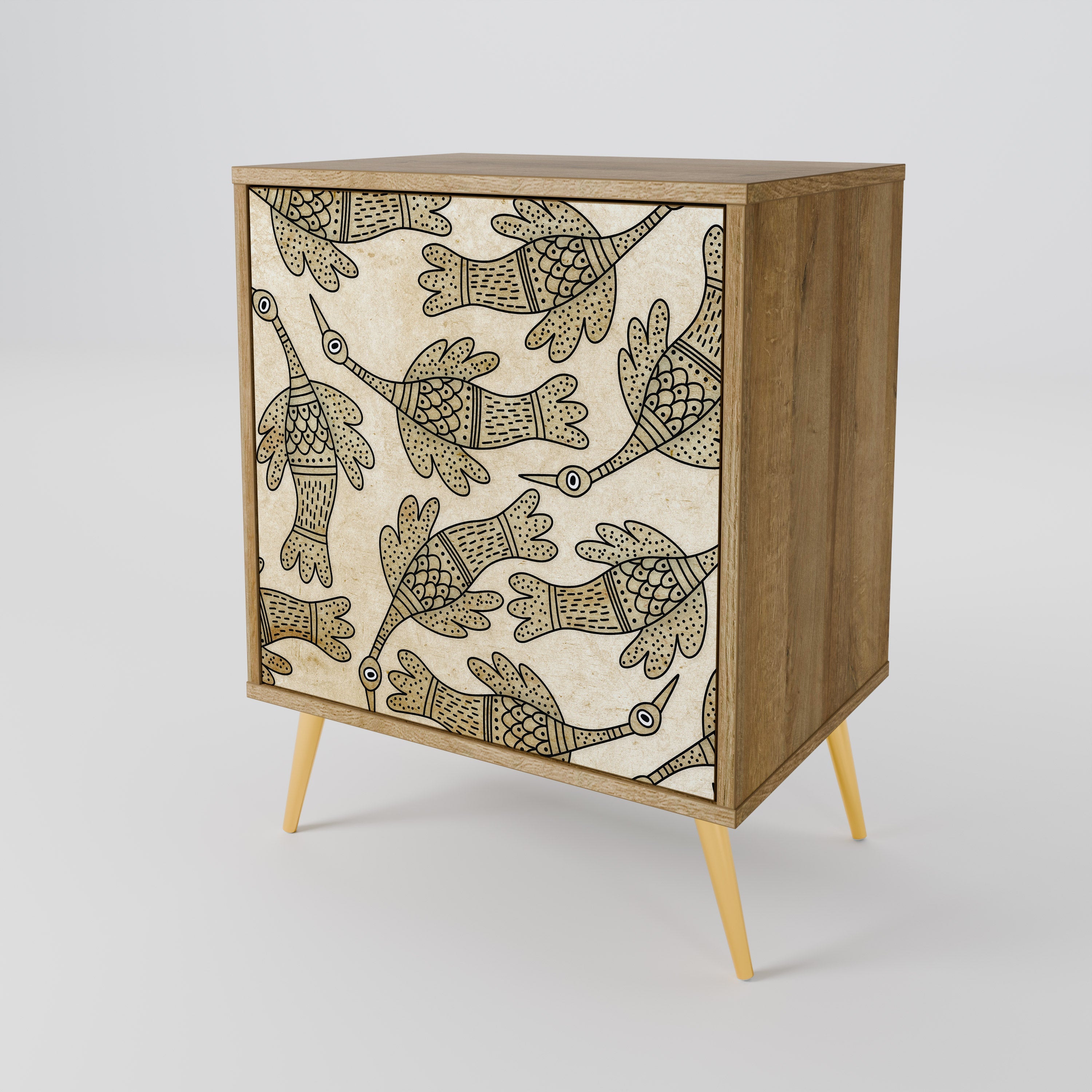 ALMONDINE SONGBIRD Aparador de 1 Porta em Efeito Carvalho