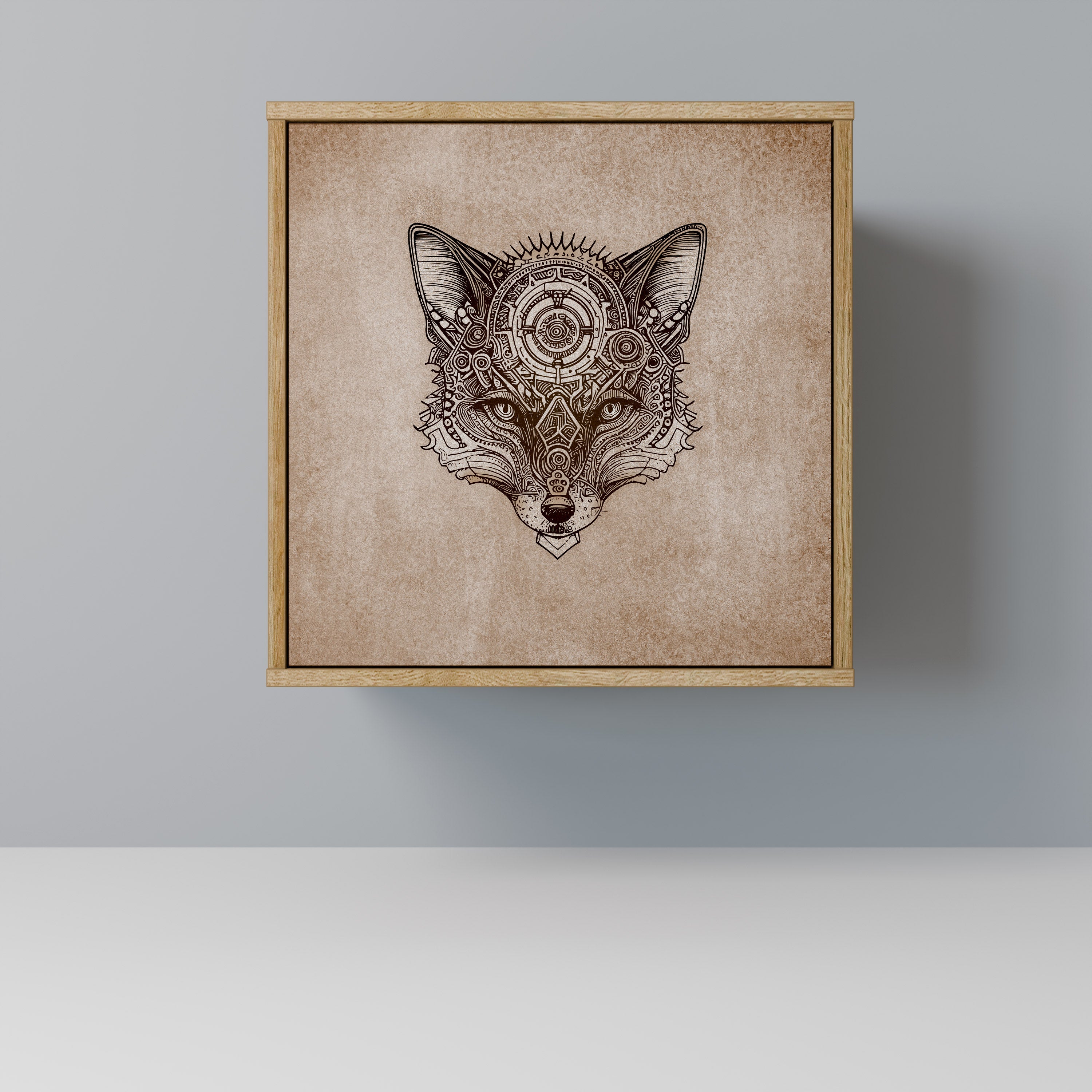 STEAMPUNK CLAN Aparador de 1 Porta em Efeito Carvalho