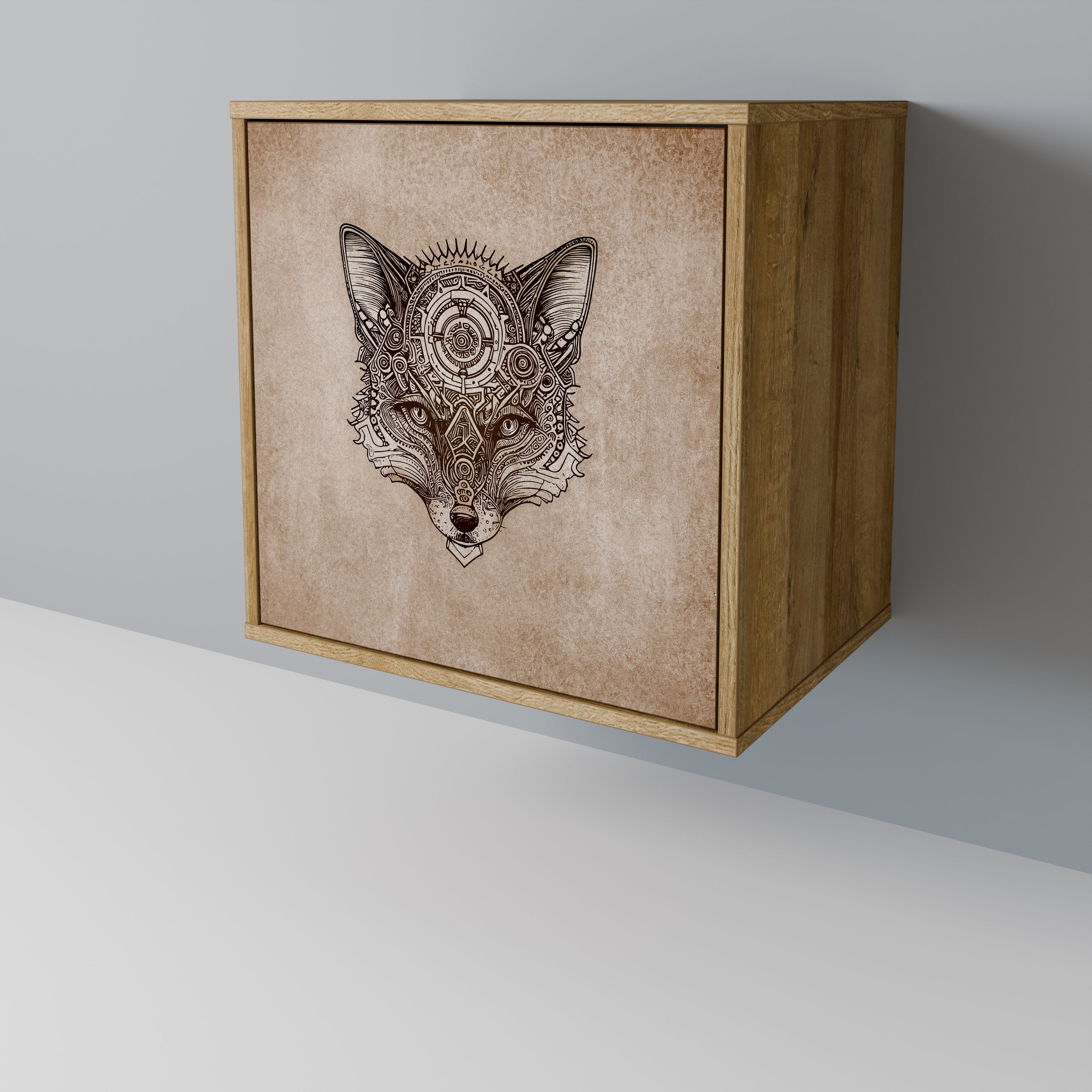 STEAMPUNK CLAN Aparador de 1 Porta em Efeito Carvalho