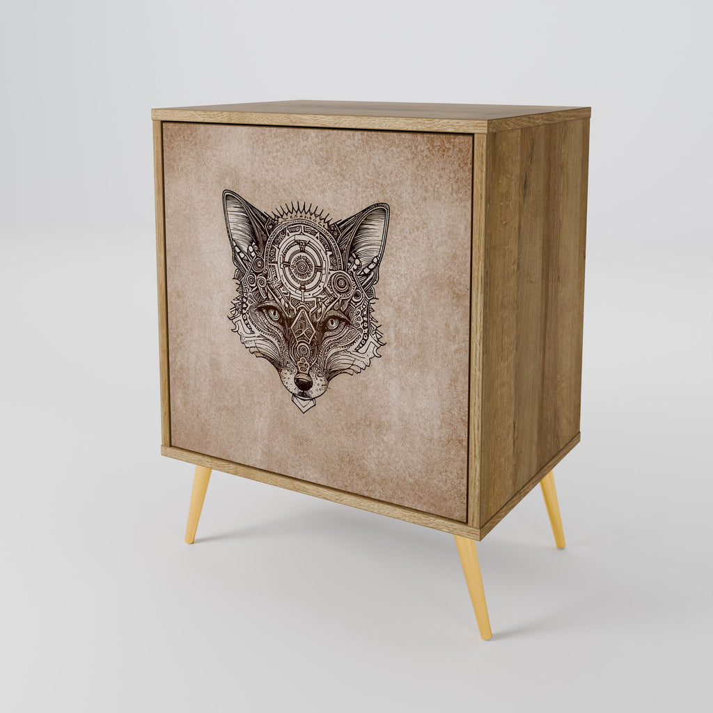 STEAMPUNK CLAN Aparador de 1 Porta em Efeito Carvalho