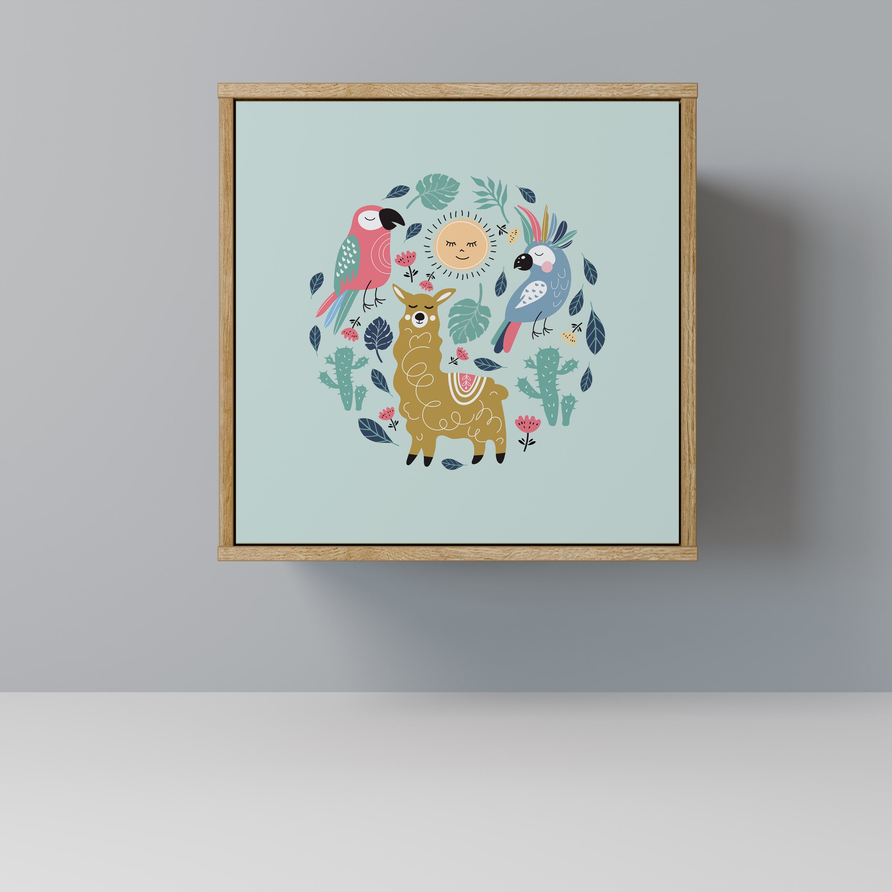 COLORFUL ALPACAS Aparador de 1 Porta em Efeito Carvalho