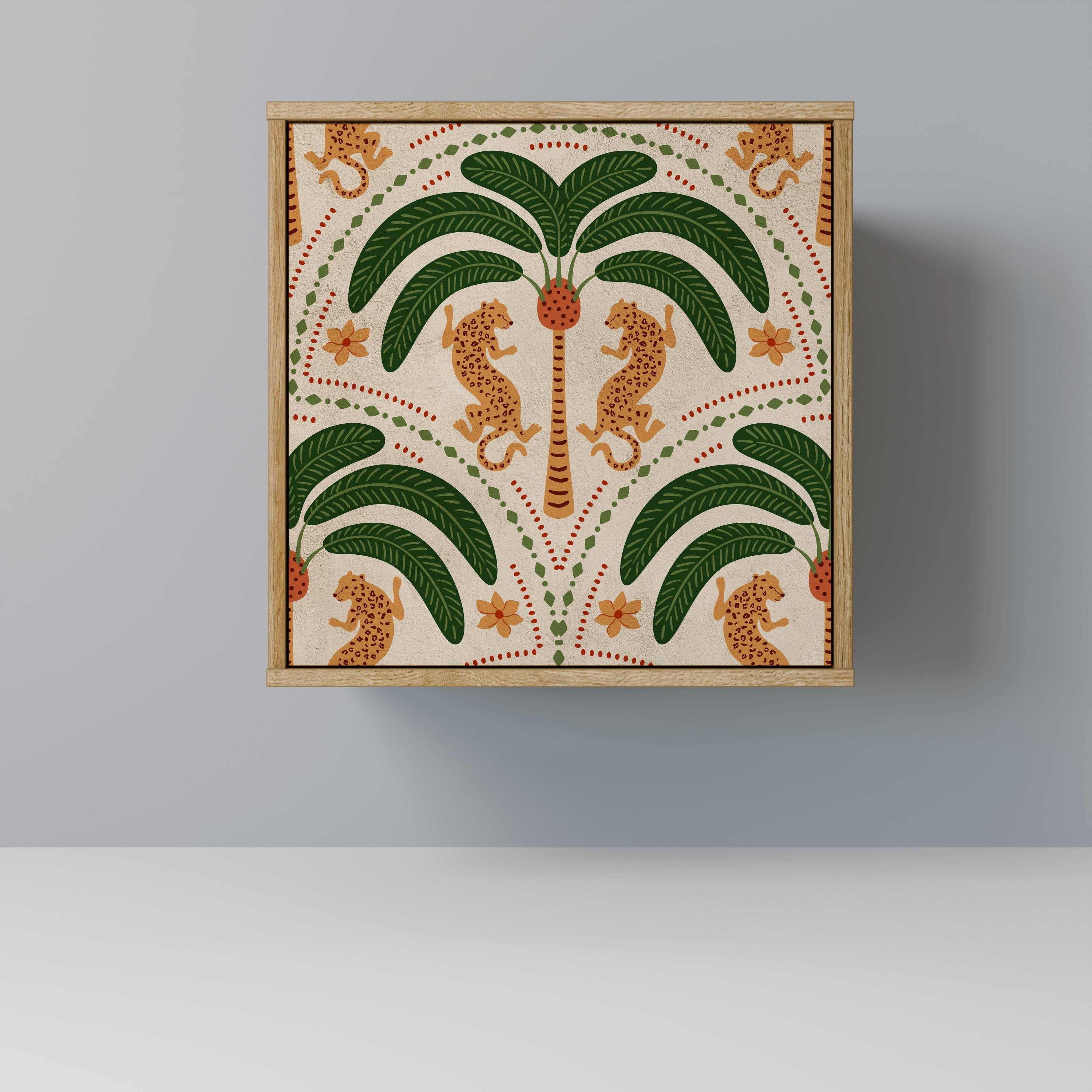 DANCING PREDATORS Aparador de 1 Porta em Efeito Carvalho