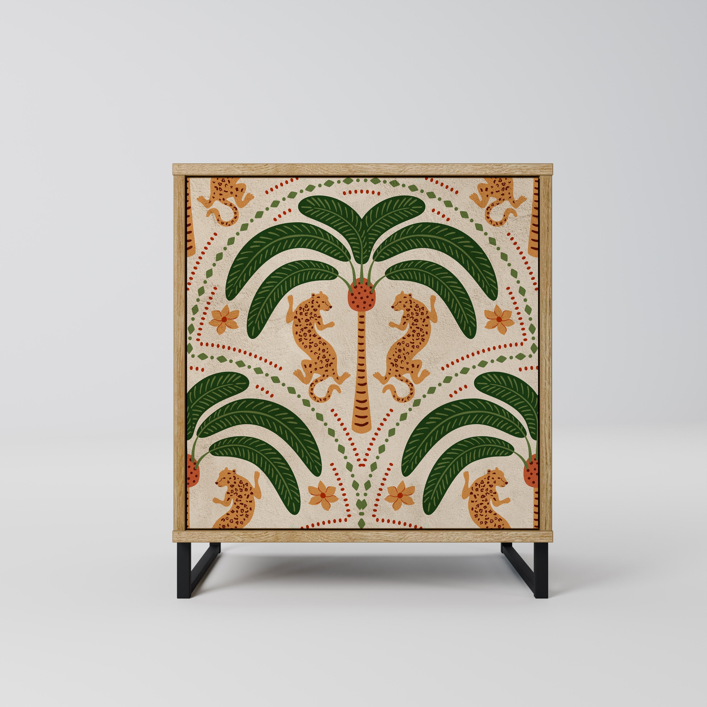 DANCING PREDATORS Aparador de 1 Porta em Efeito Carvalho