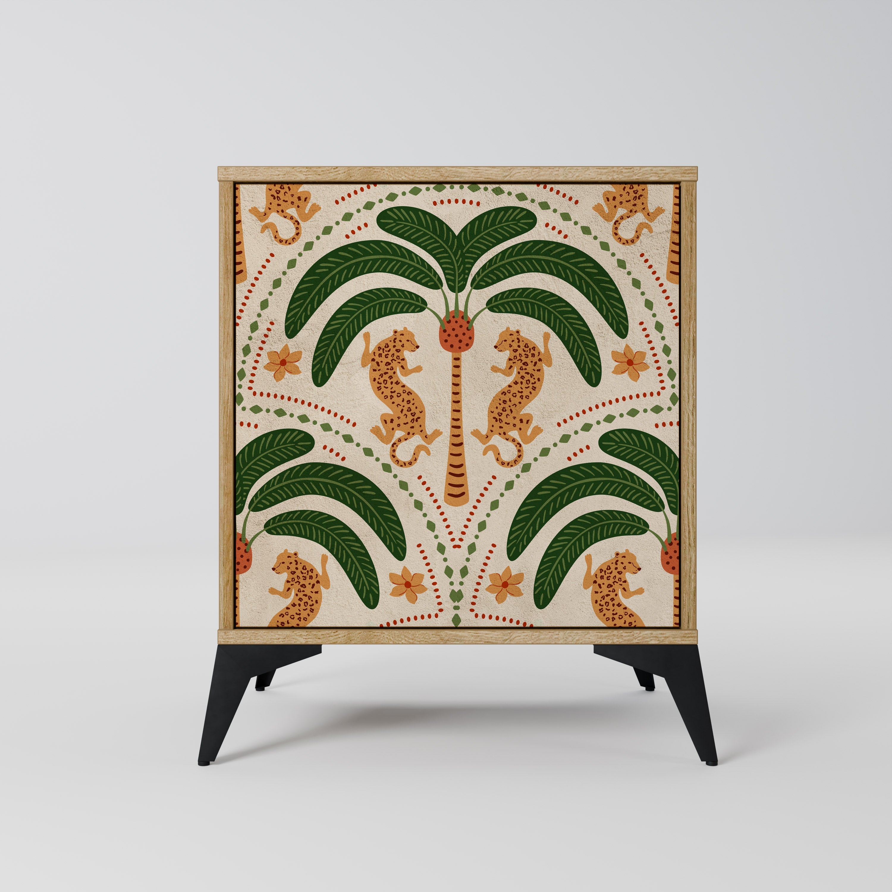 DANCING PREDATORS Aparador de 1 Porta em Efeito Carvalho