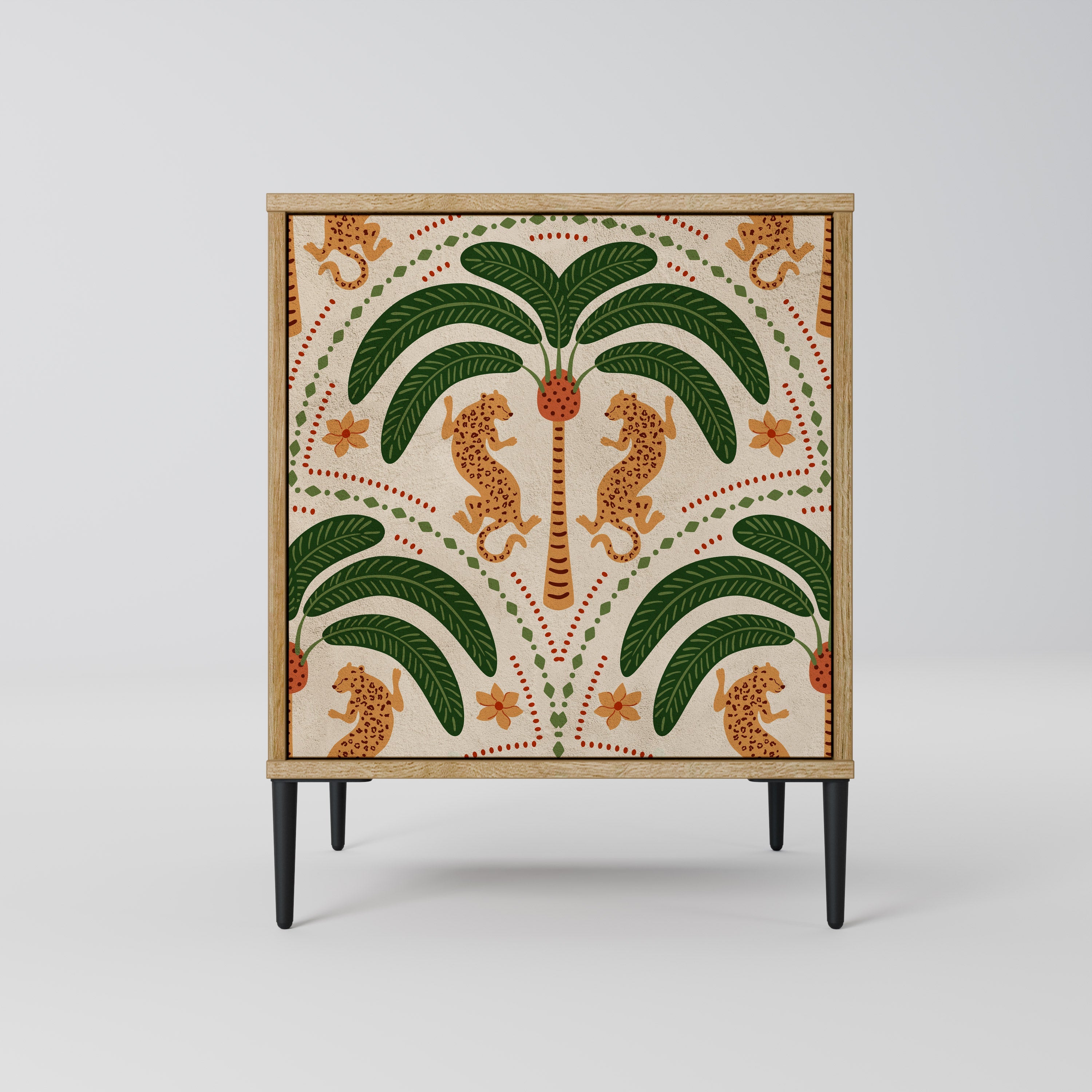 DANCING PREDATORS Aparador de 1 Porta em Efeito Carvalho