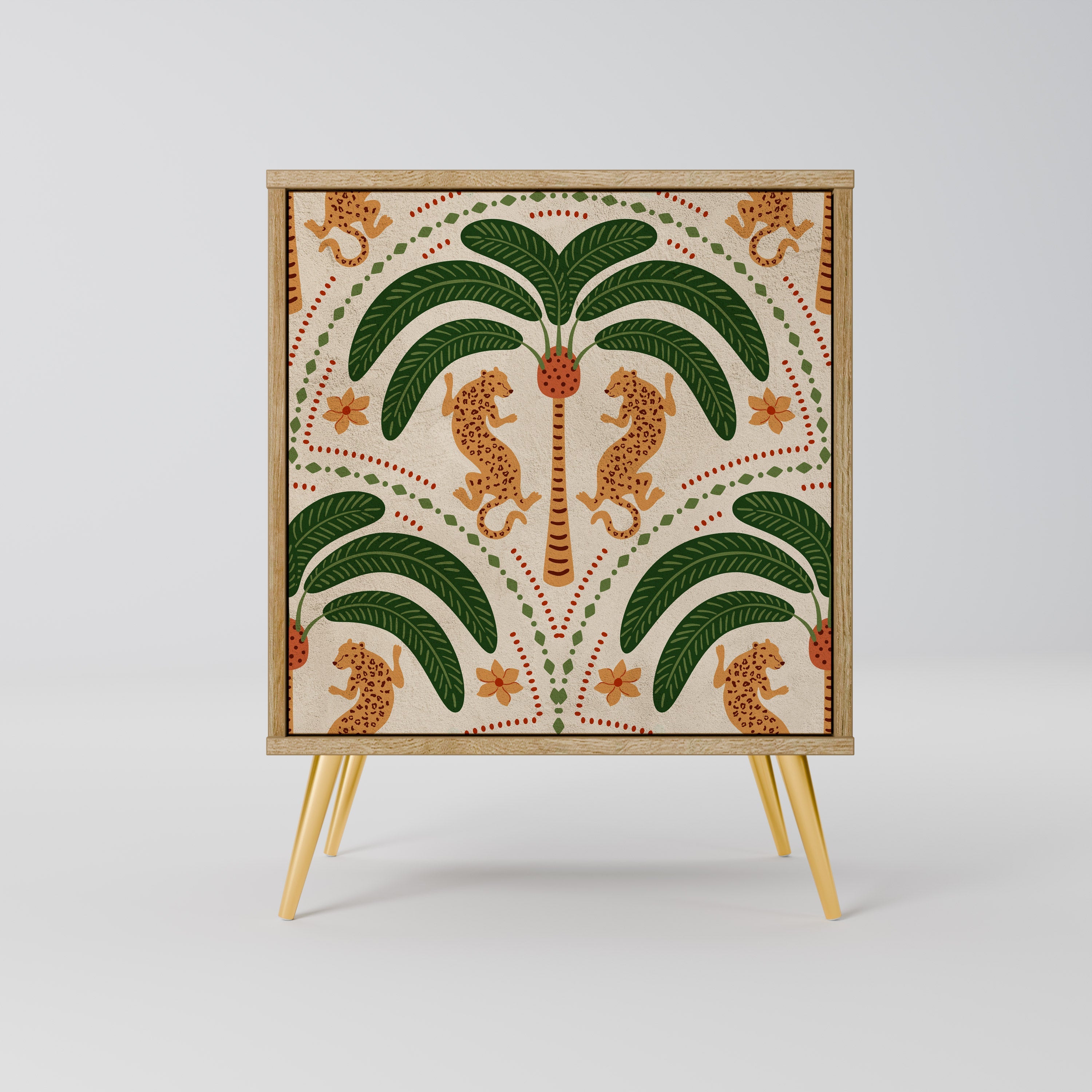 DANCING PREDATORS Aparador de 1 Porta em Efeito Carvalho