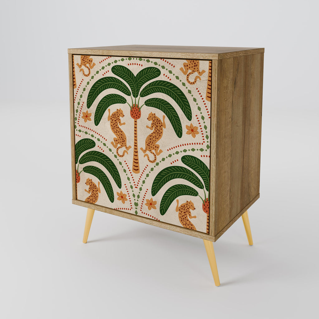 DANCING PREDATORS Aparador de 1 Porta em Efeito Carvalho