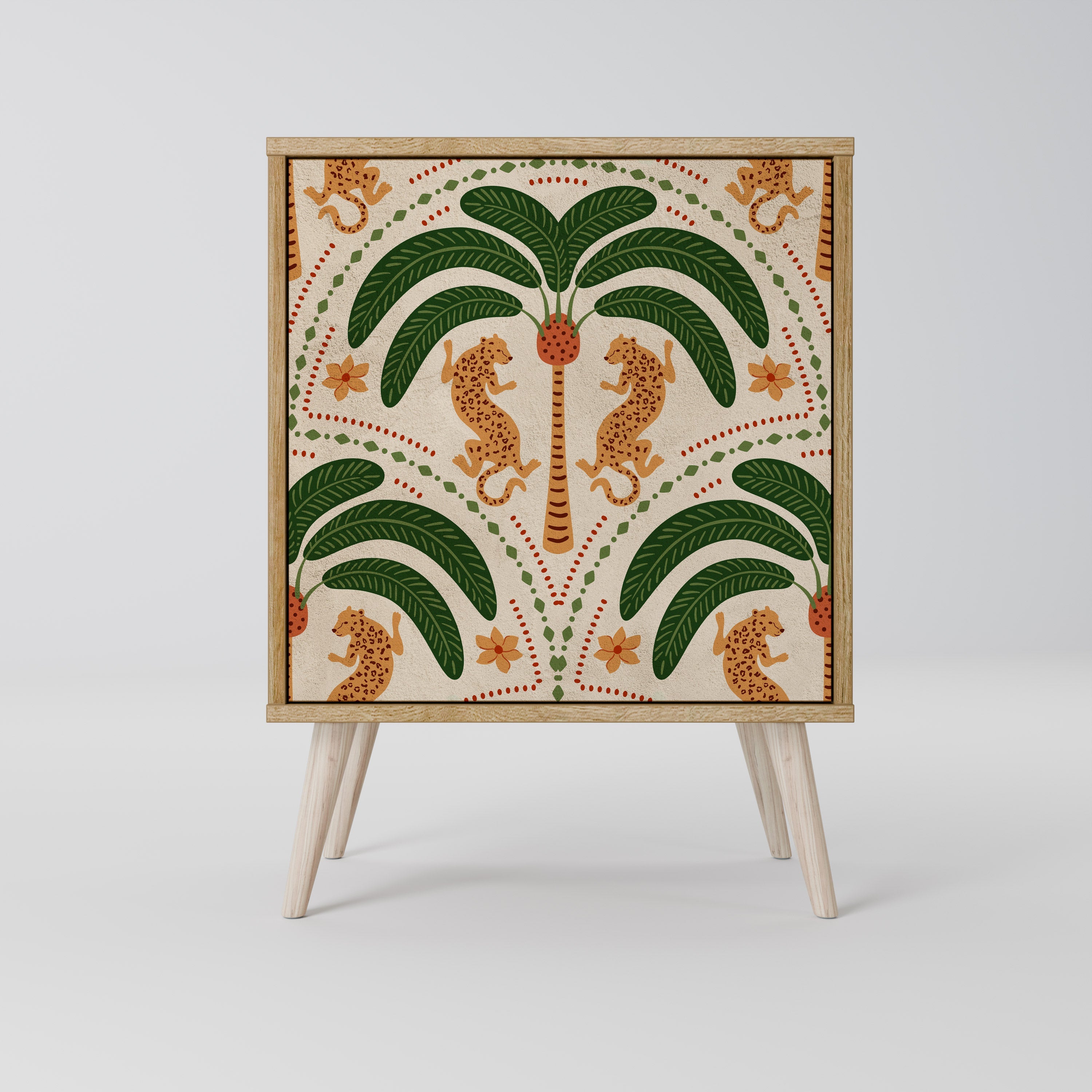 DANCING PREDATORS Aparador de 1 Porta em Efeito Carvalho