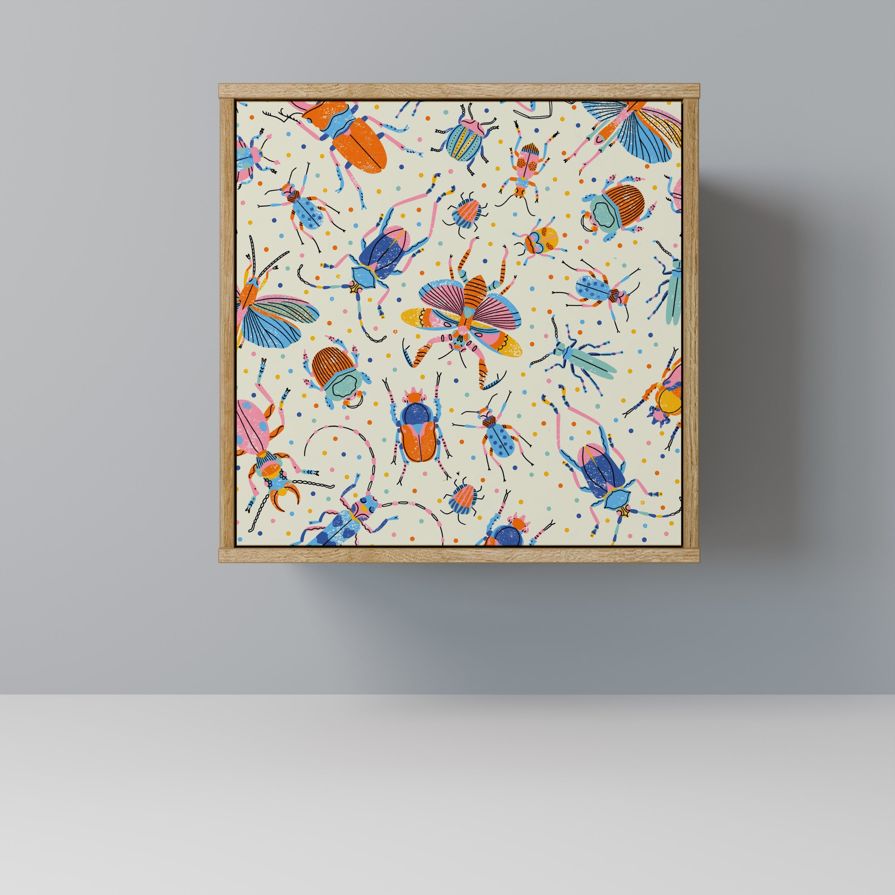 COLORFUL INSECTS Aparador de 1 Porta em Efeito Carvalho