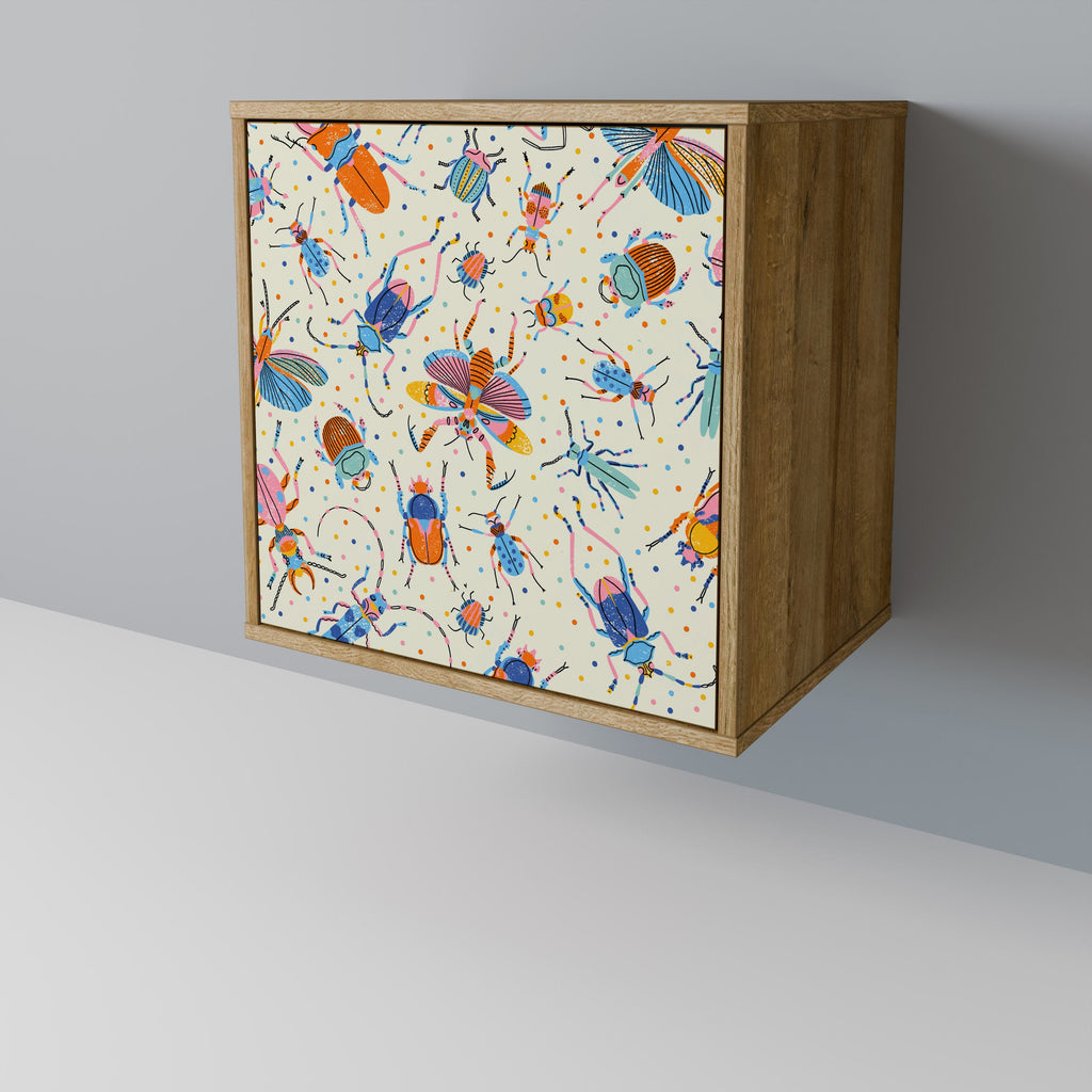 COLORFUL INSECTS Aparador de 1 Porta em Efeito Carvalho