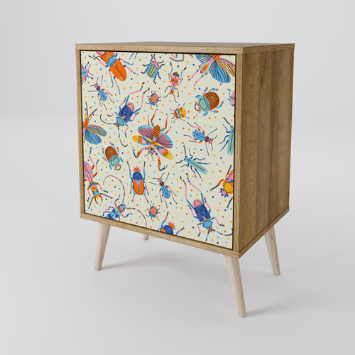 COLORFUL INSECTS 1-Door Sideboard in Oak Effect