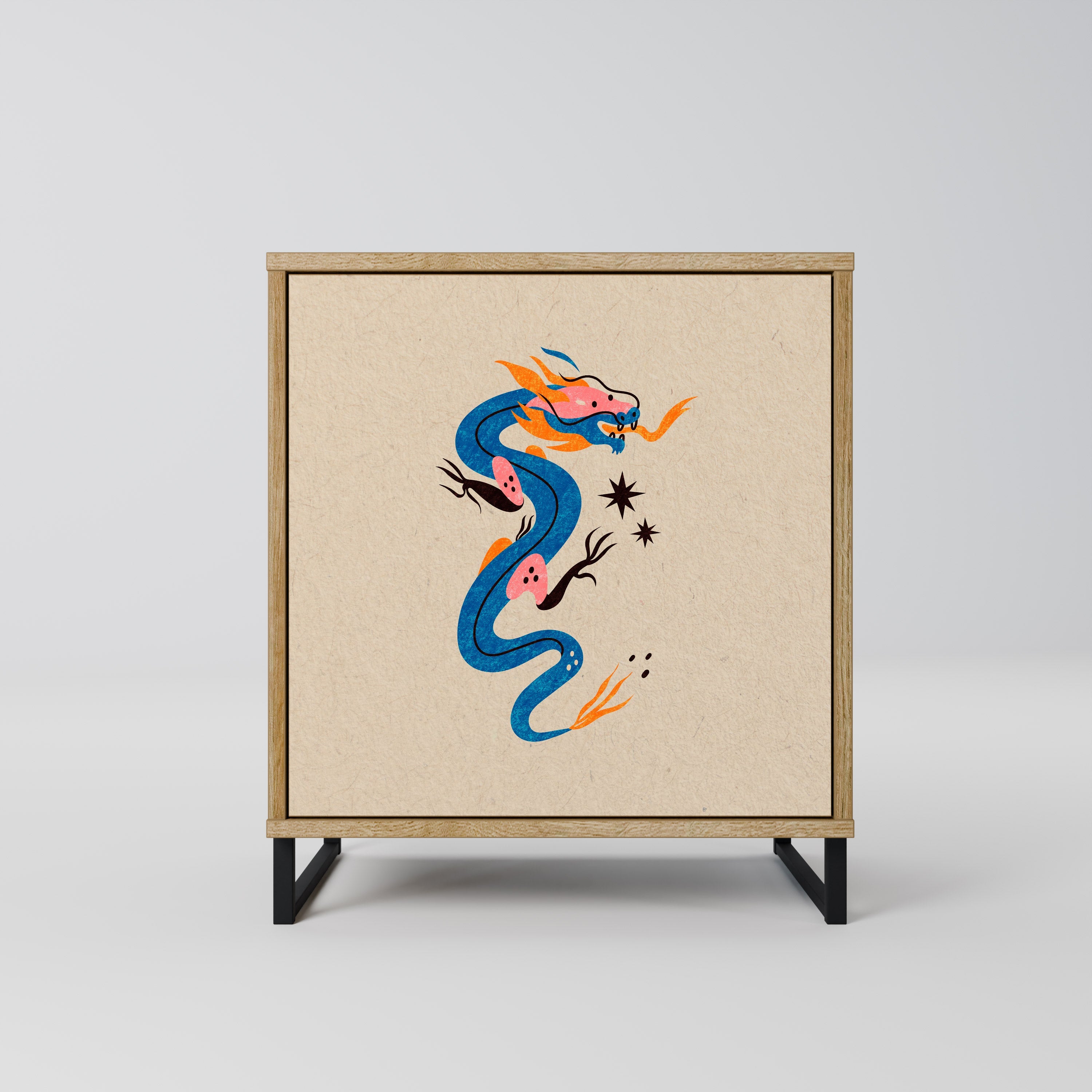 MYTHOLOGICAL CREATURES Aparador de 1 Porta em Efeito Carvalho