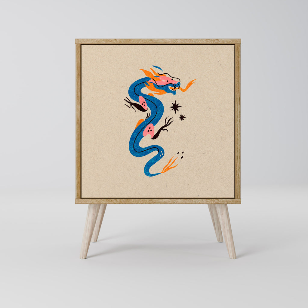 MYTHOLOGICAL CREATURES Aparador de 1 Porta em Efeito Carvalho