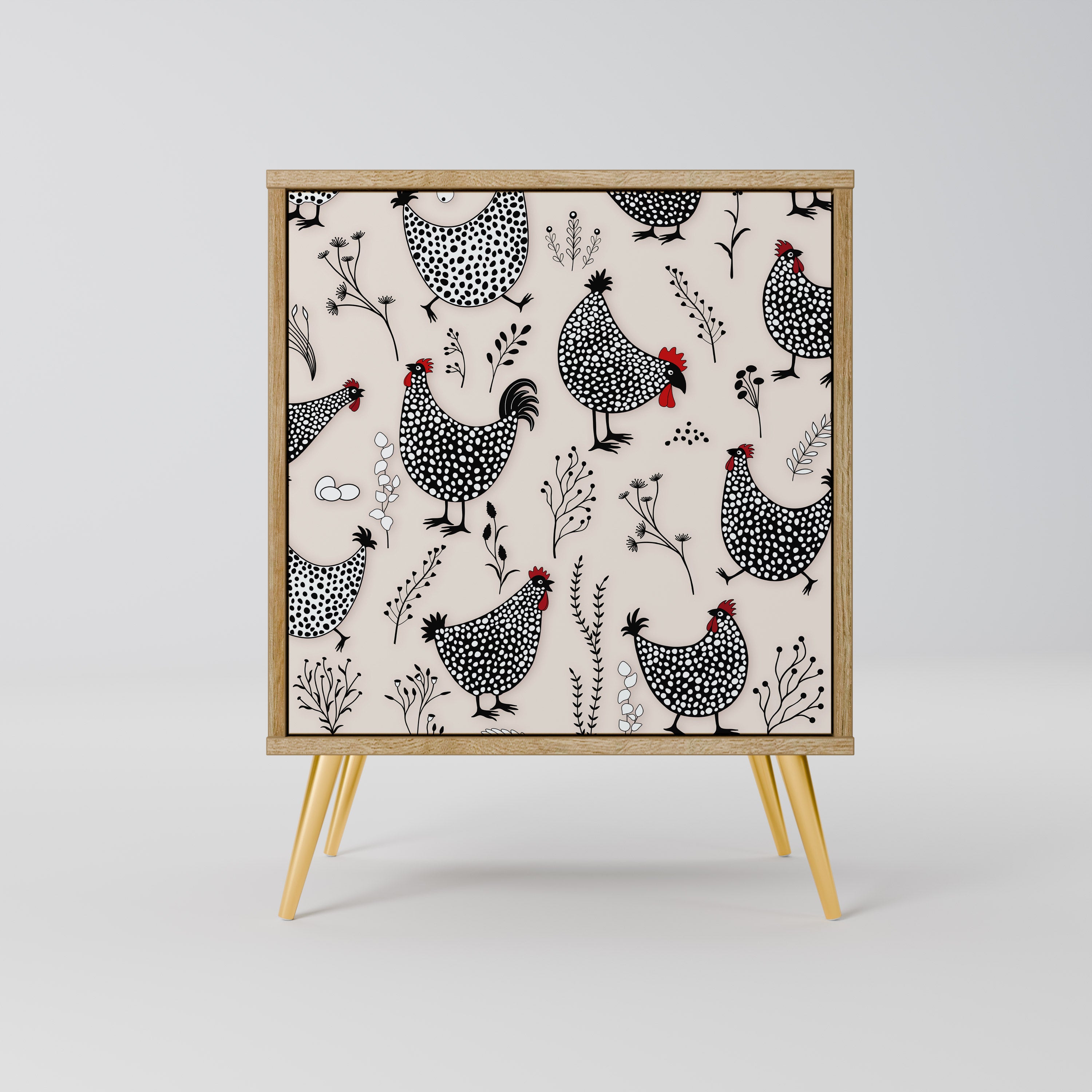 HAPPY HENS Aparador de 1 Porta em Efeito Carvalho