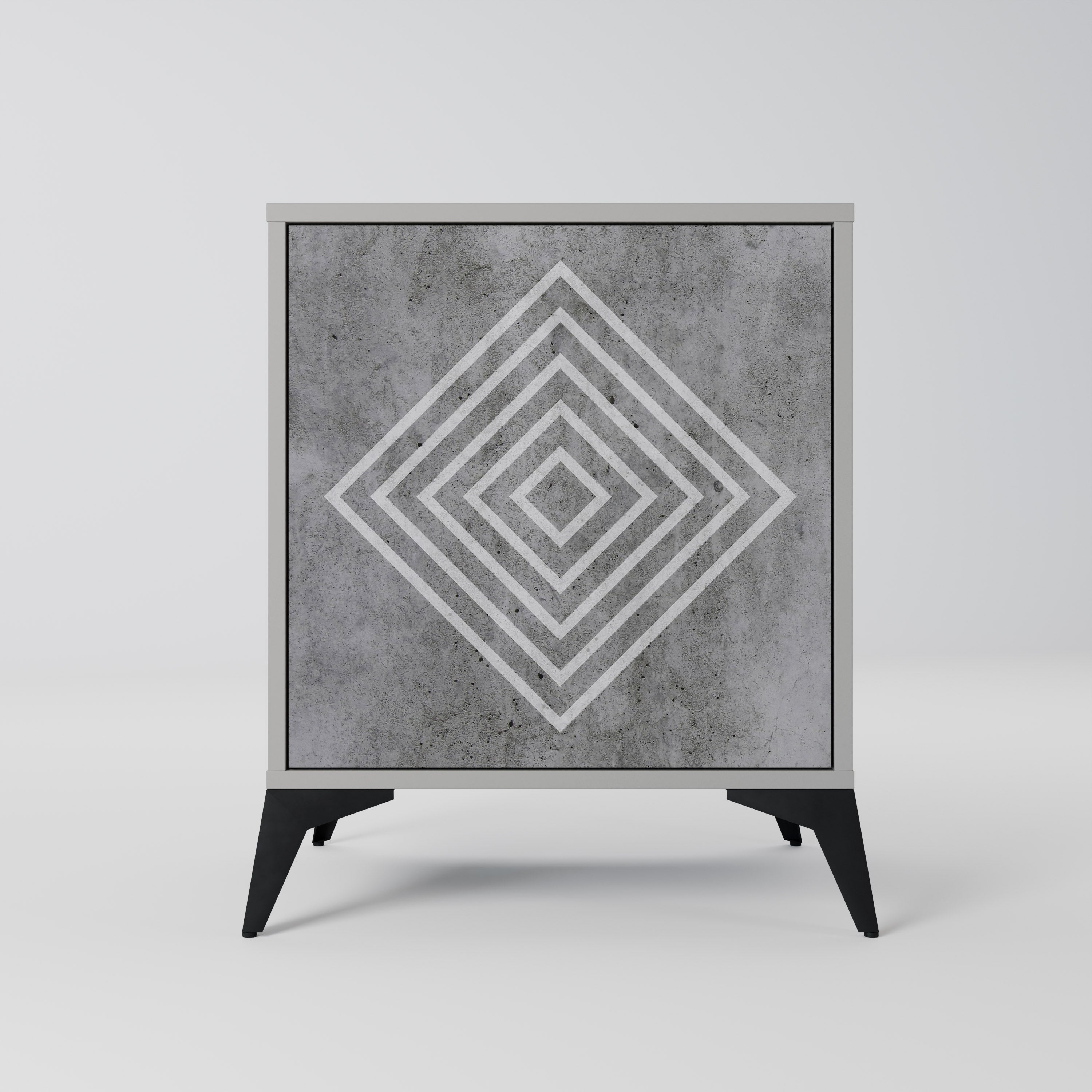 POLYGONAL ARTISTRY 1-Door Sideboard in Grey Finish