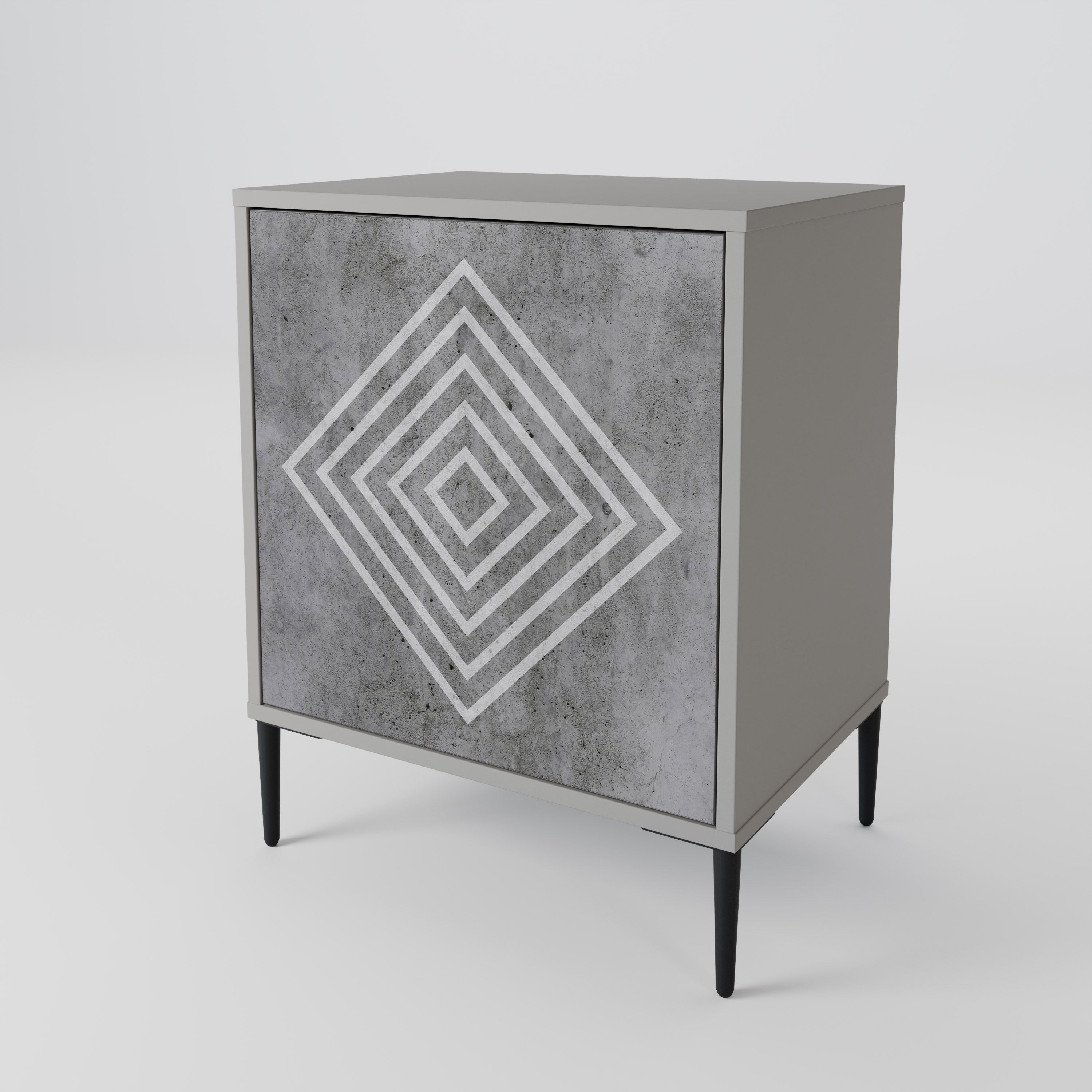 POLYGONAL ARTISTRY 1-Door Sideboard in Grey Finish