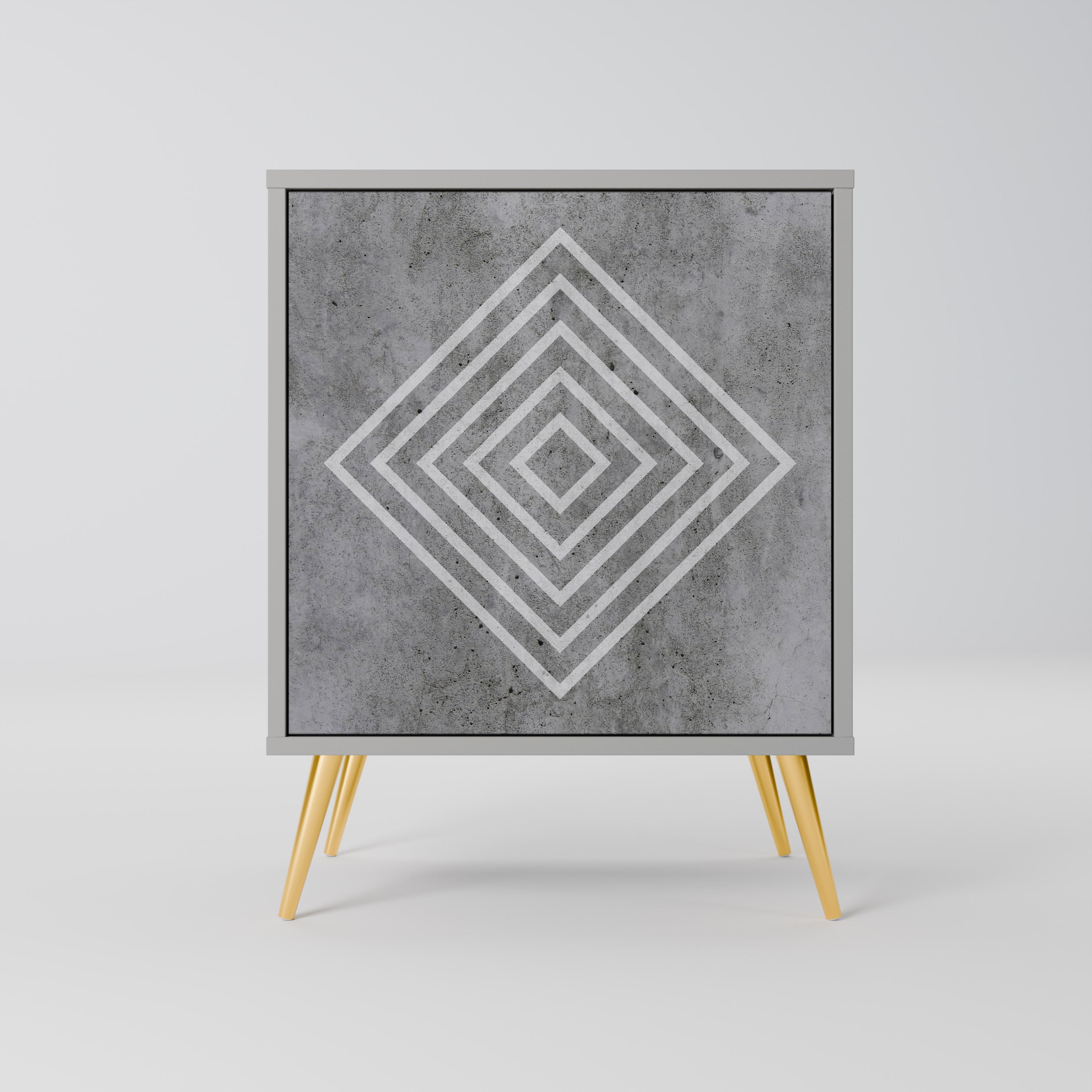 POLYGONAL ARTISTRY 1-Door Sideboard in Grey Finish