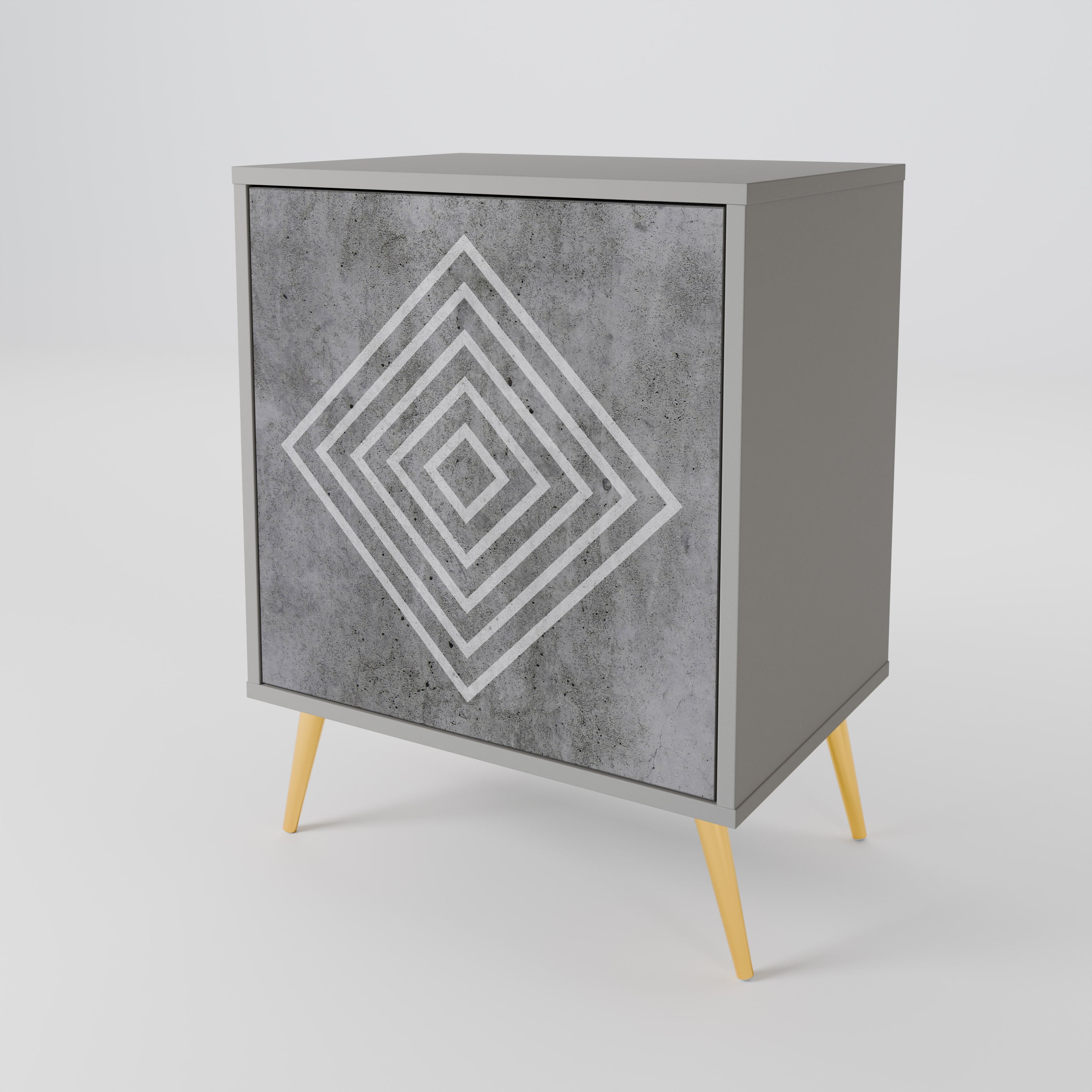 POLYGONAL ARTISTRY 1-Door Sideboard in Grey Finish