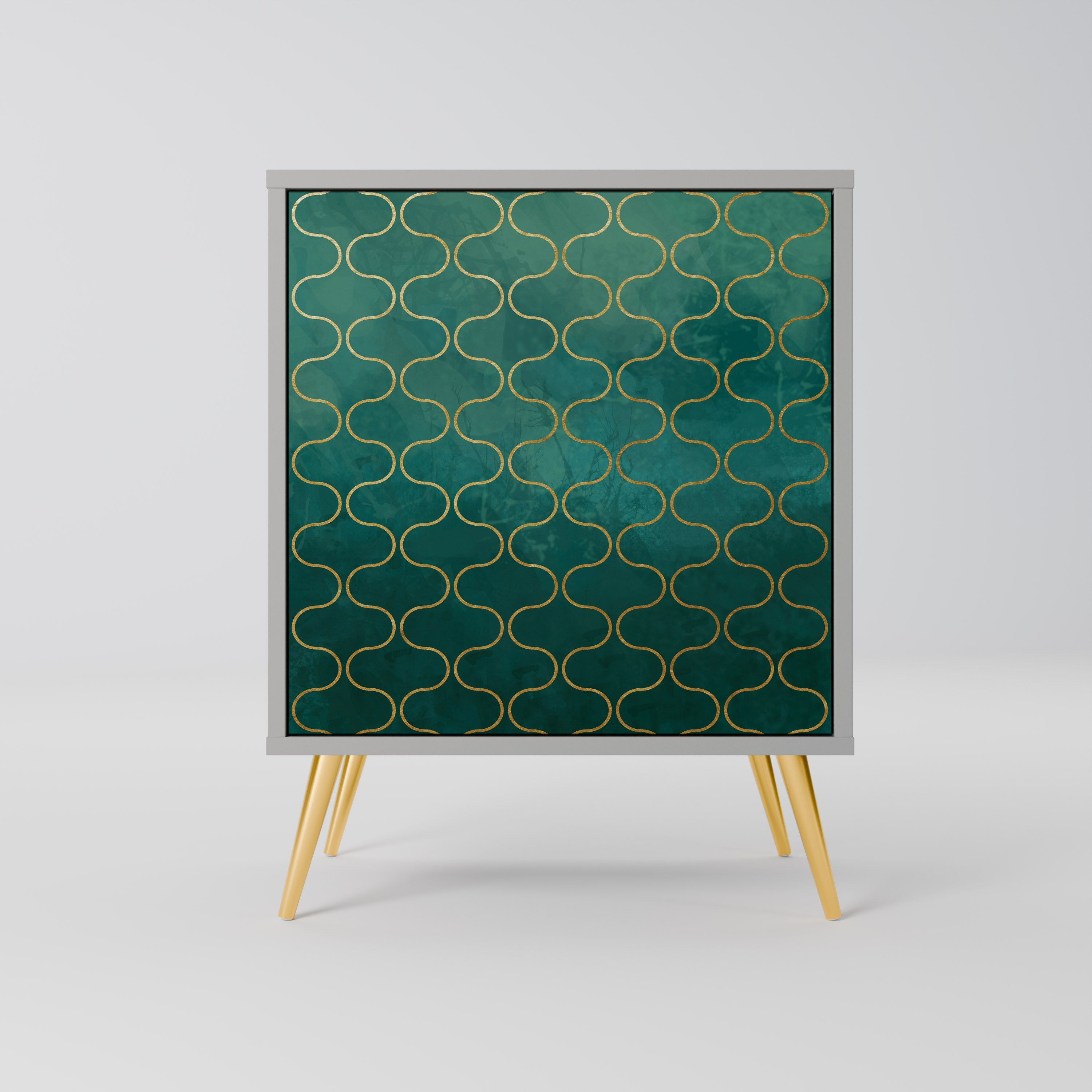 TESSELATED GREENERY 1-Door Sideboard in Grey Finish