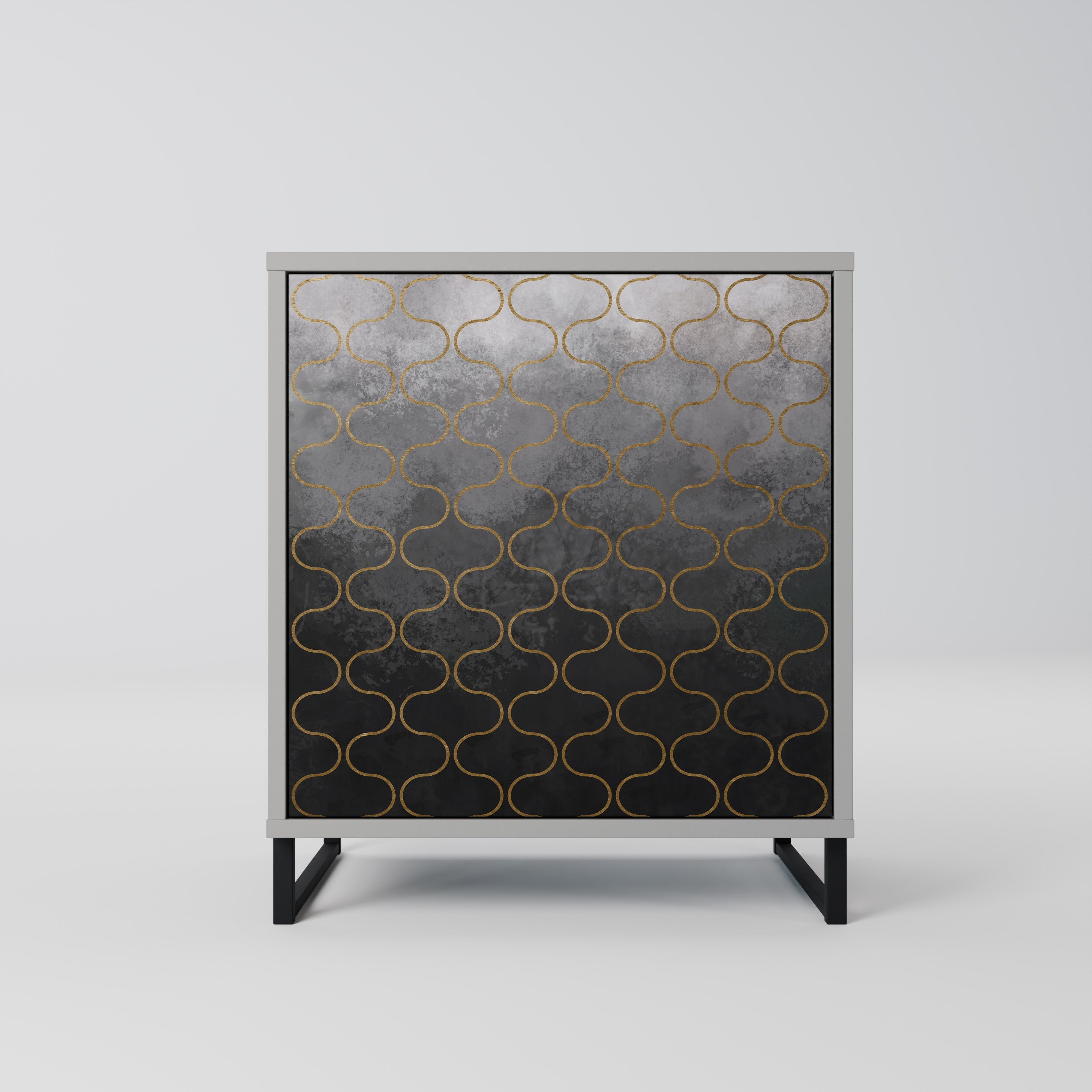 TESSELATED GRAYISH 1-Door Sideboard in Grey Finish