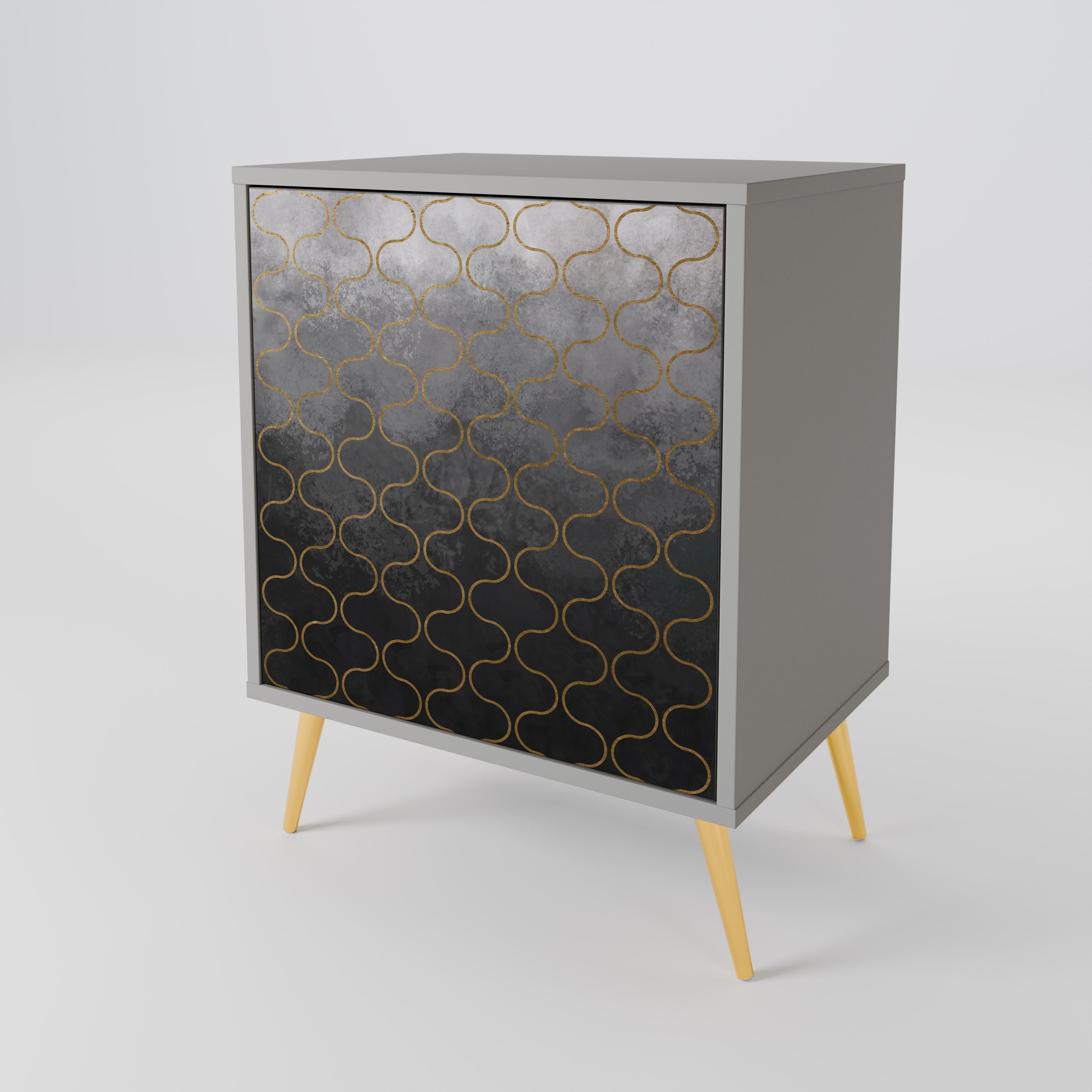 TESSELATED GRAYISH 1-Door Sideboard in Grey Finish