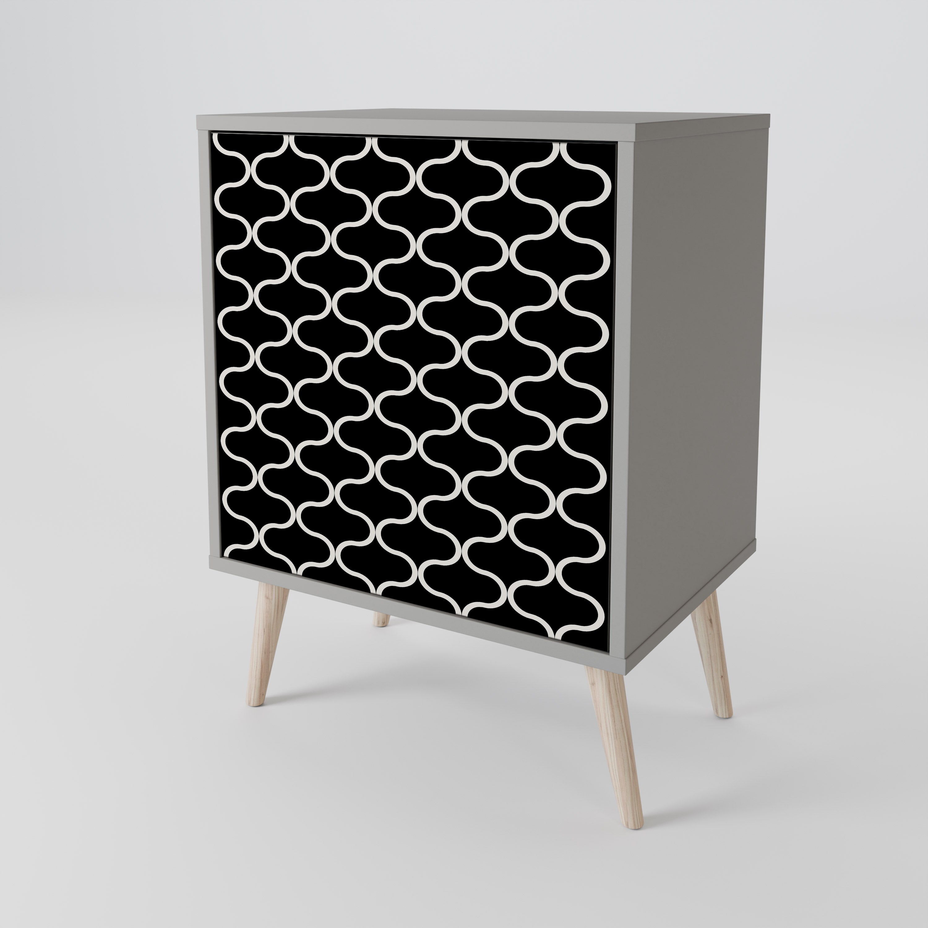 TESSELATED BLACKNESS 1-Door Sideboard in Grey Finish