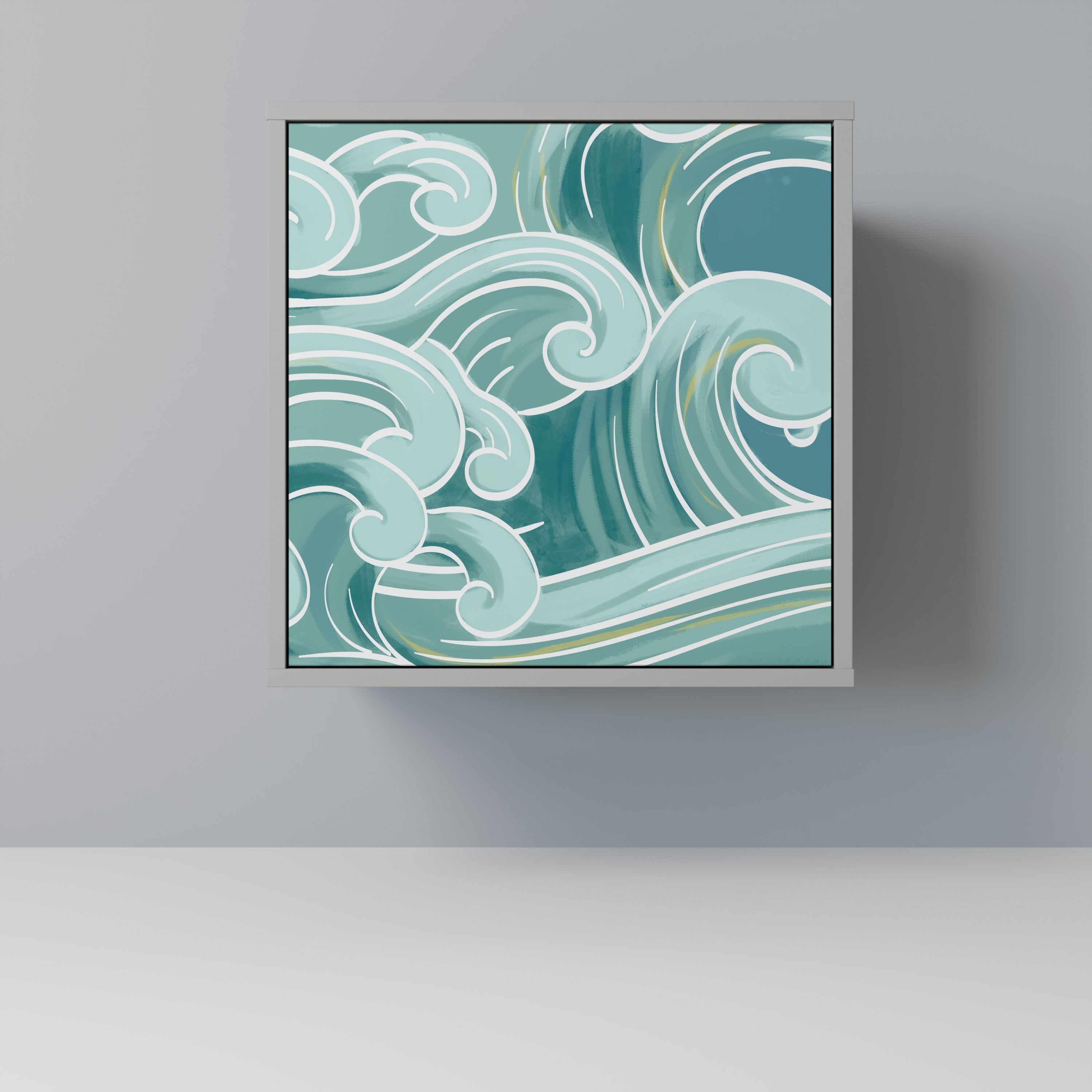 ASIAN SWAY 1-Door Sideboard in Grey Finish