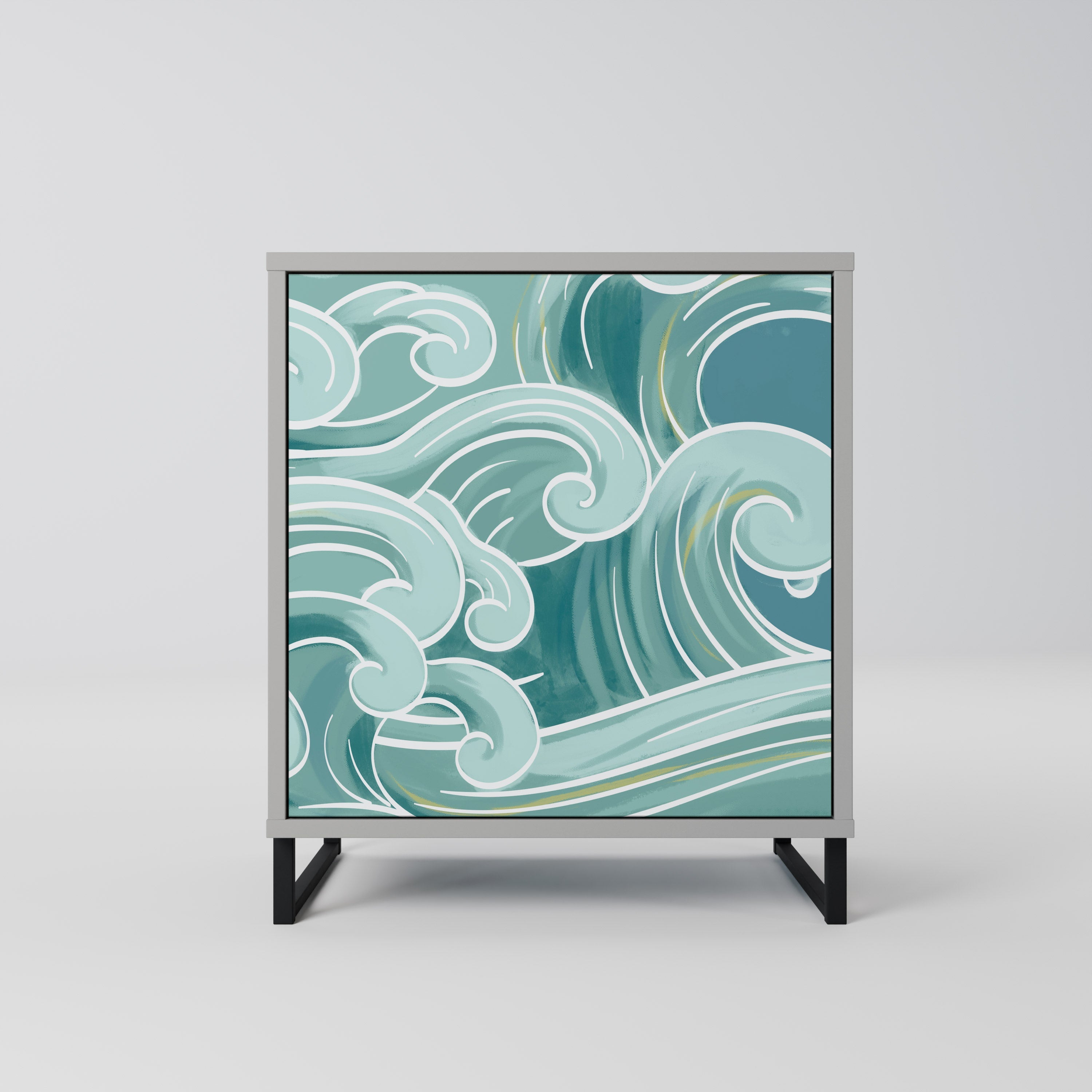 ASIAN SWAY 1-Door Sideboard in Grey Finish