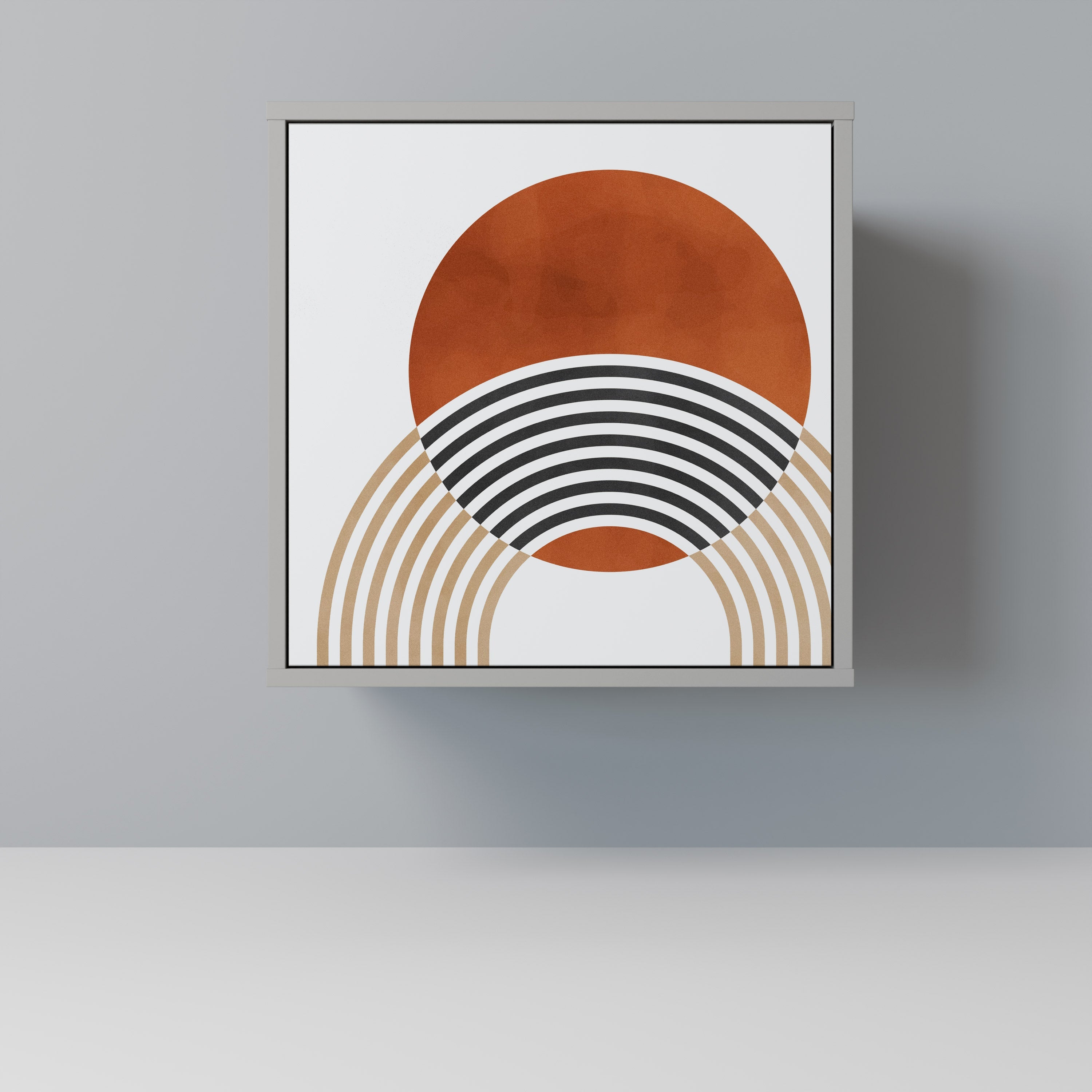 CIRCLE RHYTM Aparador de 1 Porta em Acabamento Cinzento