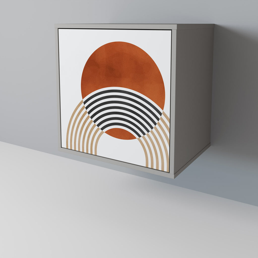 CIRCLE RHYTM Aparador de 1 Porta em Acabamento Cinzento