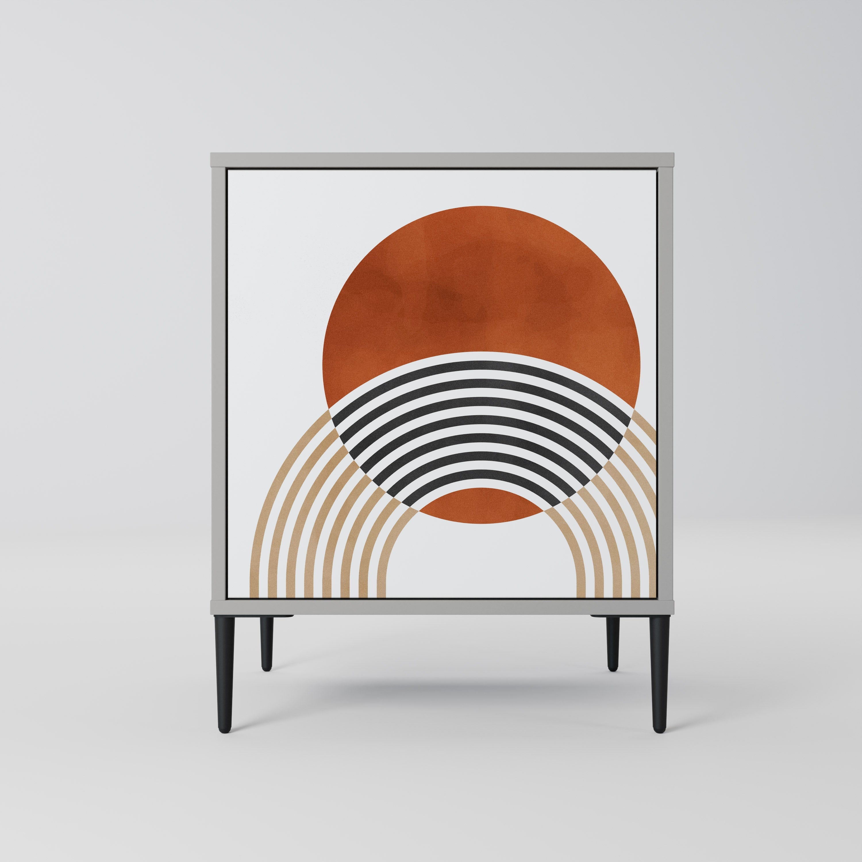 CIRCLE RHYTM Aparador de 1 Porta em Acabamento Cinzento