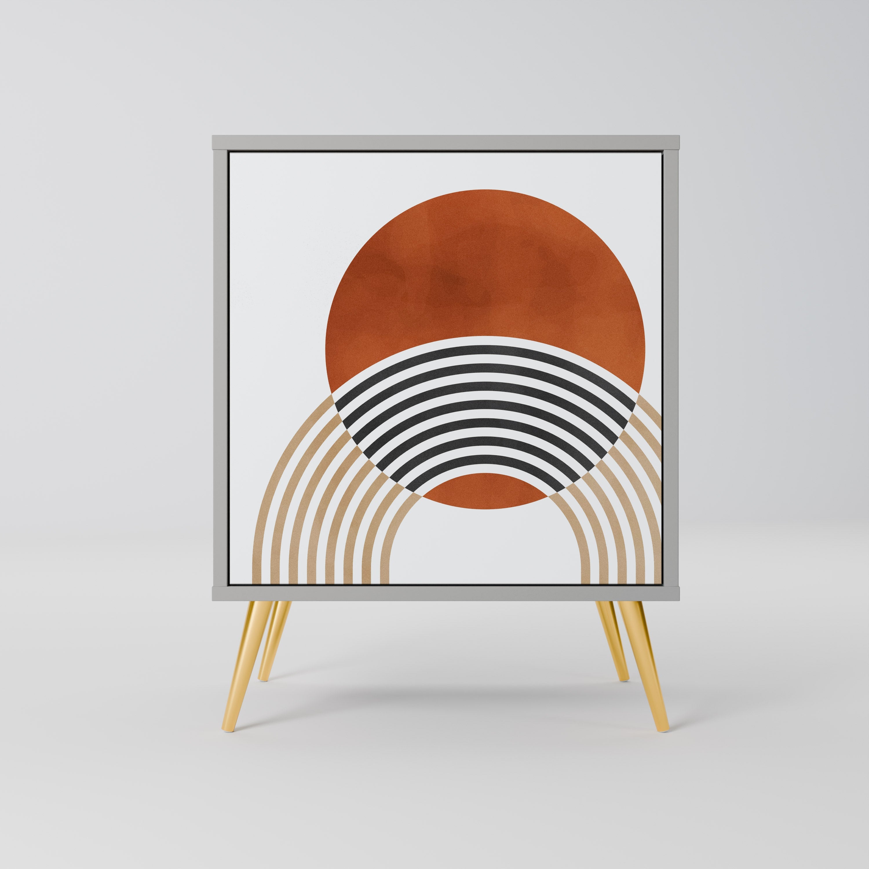 CIRCLE RHYTM Aparador de 1 Porta em Acabamento Cinzento